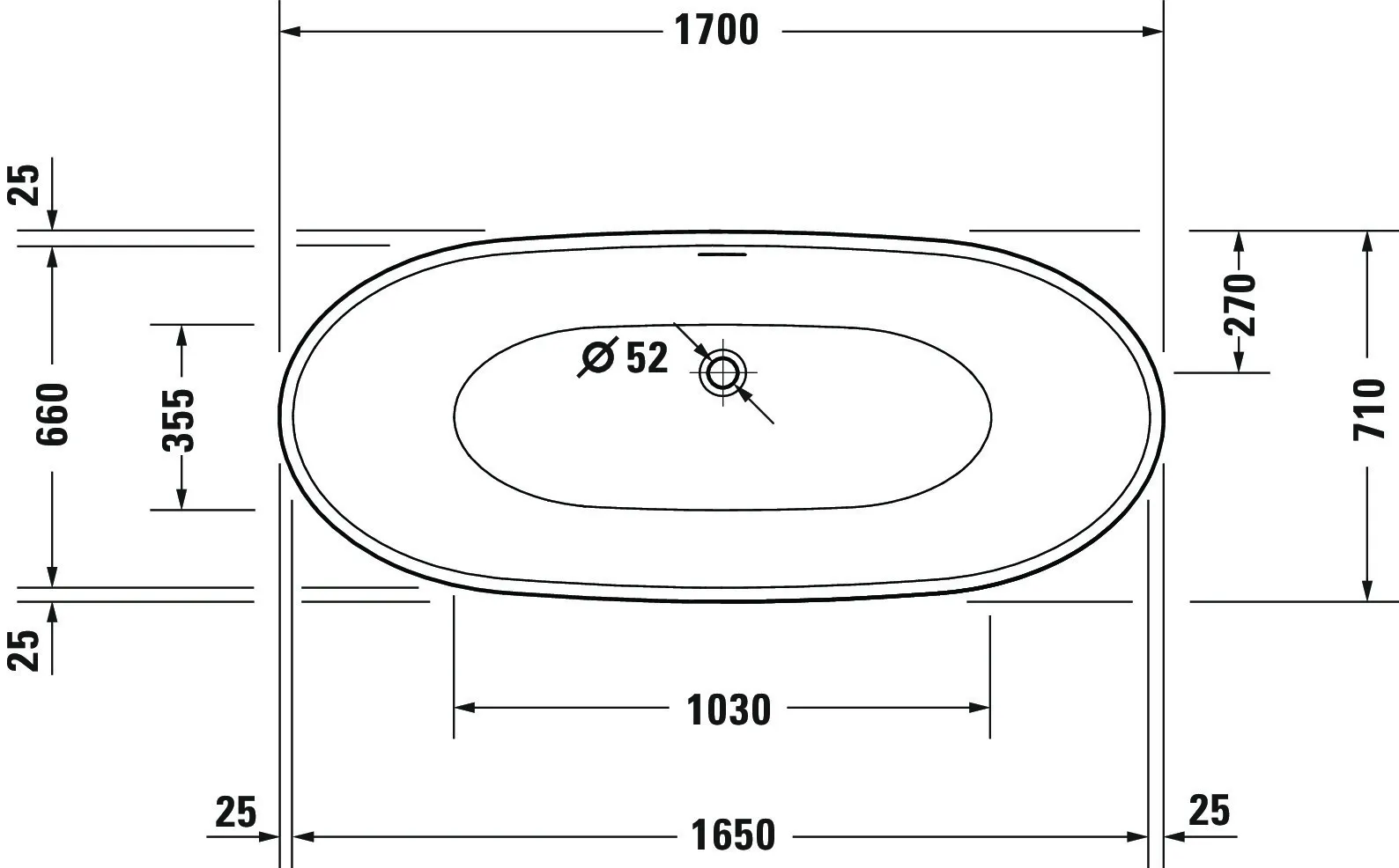 Duravit Badewanne „DuraVato“ freistehend oval 1700 × 710 mm in Weiß Duravit Badewanne „DuraVato“ freistehend oval 1700 × 710 mm in Weiß