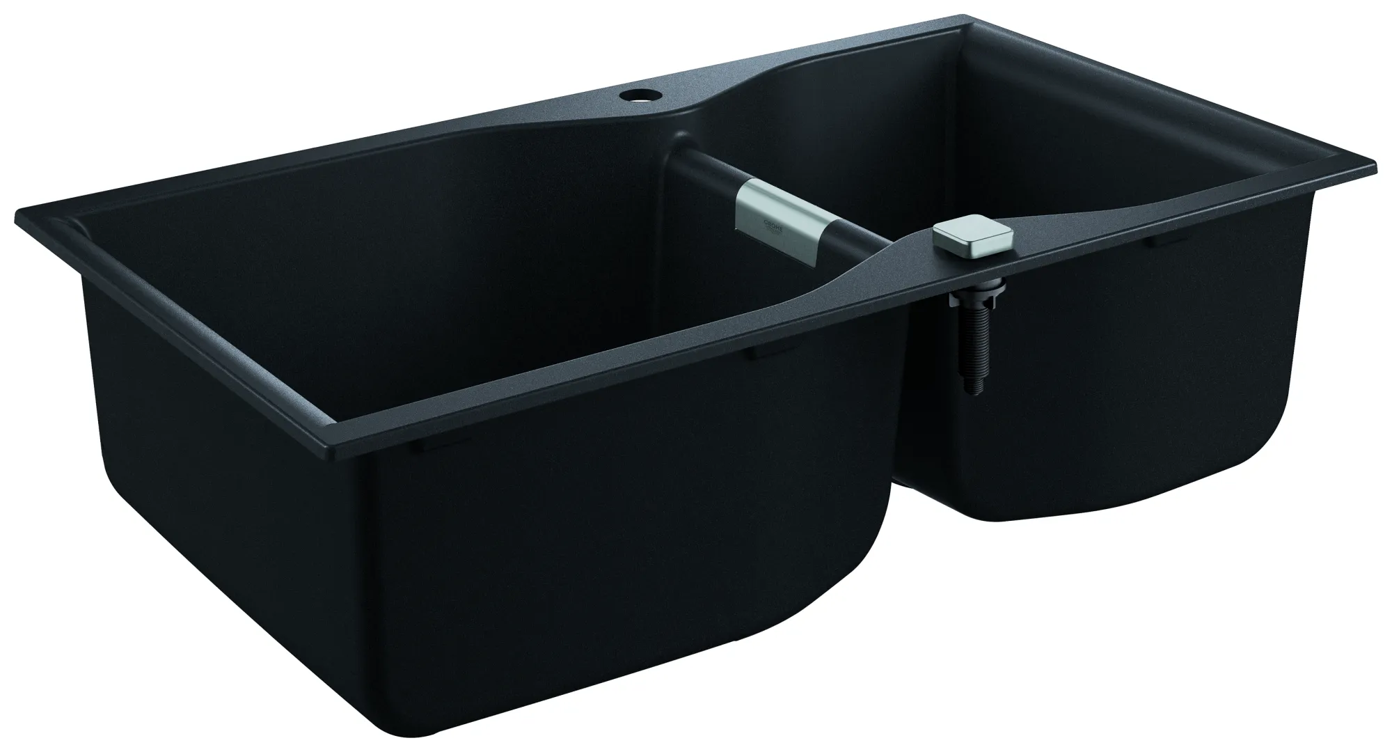 Kompositspüle K700 31658, Modell: K700 100-C 90/50 2.0 rev, Montageart: Standard-Einbauspüle, Maße: 900 x 500 mm, 1 Becken: 465 x 443 x 230 mm, 1 Becken: 315 x 443 x 230 mm, granit schwarz Kompositspüle K700 31658, Modell: K700 100-C 90/50 2.0 rev, Montageart: Standard-Einbauspüle, Maße: 900 x 500 mm, 1 Becken: 465 x 443 x 230 mm, 1 Becken: 315 x 443 x 230 mm, granit schwarz