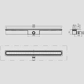SANIT Duschrinne Edelstahl 650/50/62 waagerecht höhenverstellbar SANIT Duschrinne Edelstahl 650/50/62 waagerecht höhenverstellbar