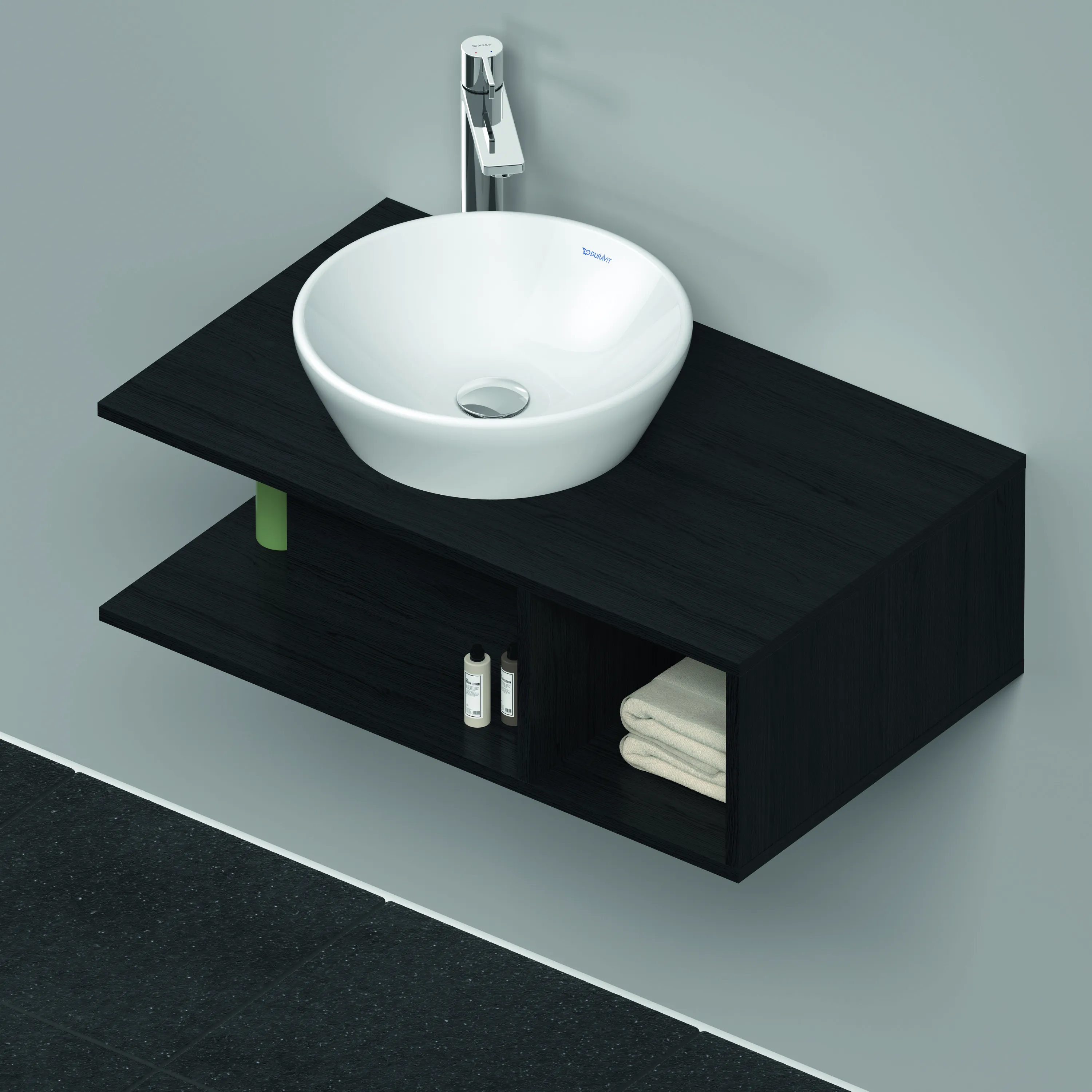 Duravit Waschtischunterschrank wandhängend „D-Neo“ 80 × 26 × 48 cm Eiche Schwarz Duravit Waschtischunterschrank wandhängend „D-Neo“ 80 × 26 × 48 cm Eiche Schwarz