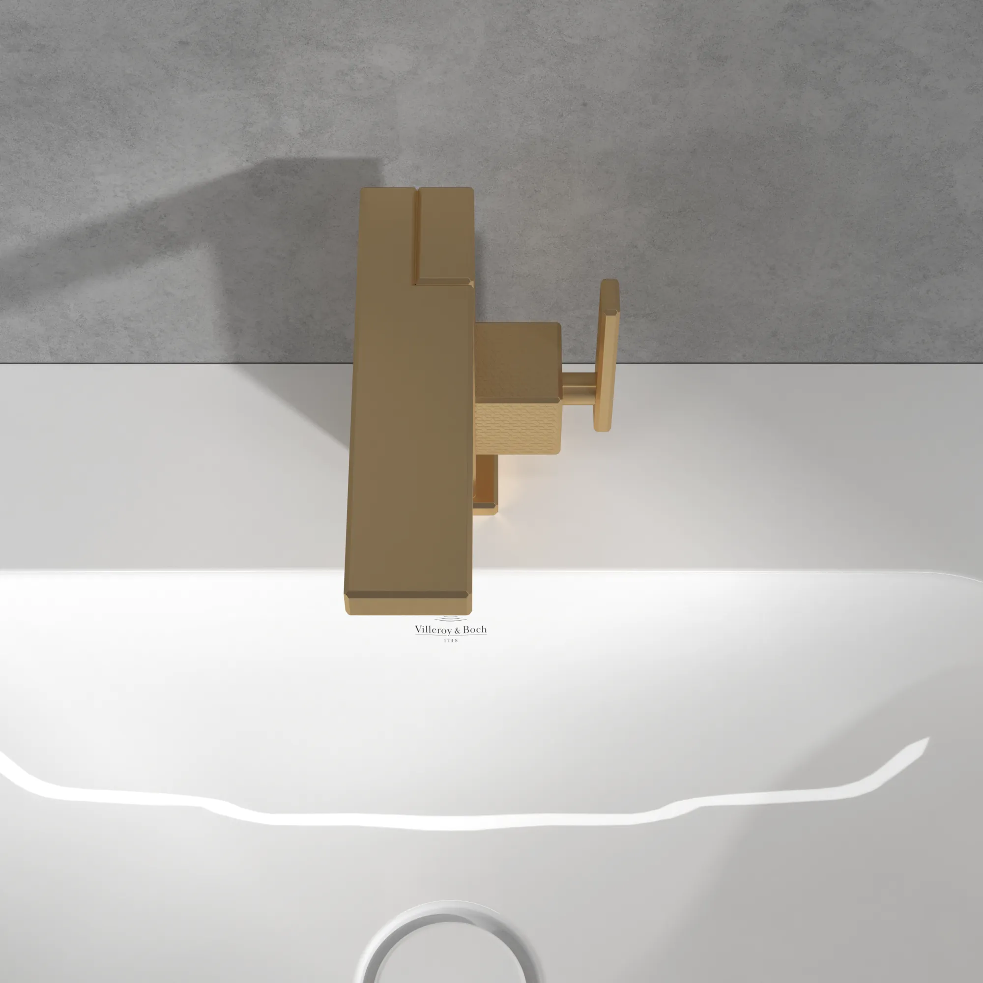 Villeroy & Boch Einhebel-Waschtischarmatur Mettlach, eckig, Brushed Gold, 173 mm Höhe, 113 x 200 mm Maße