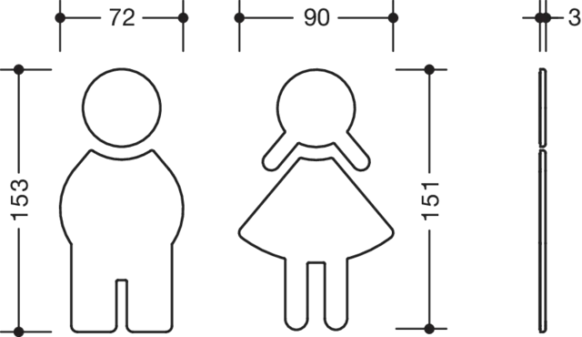 Symbol Set Frau und Mann, Polyamid, matt, selbstklebend, in Farbe 90 (Tiefschwarz) Symbol Set Frau und Mann, Polyamid, matt, selbstklebend, in Farbe 90 (Tiefschwarz)