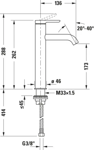 C.1 Einhebel-Waschtischmischer L Höhe 262 Ausladung 136 mm