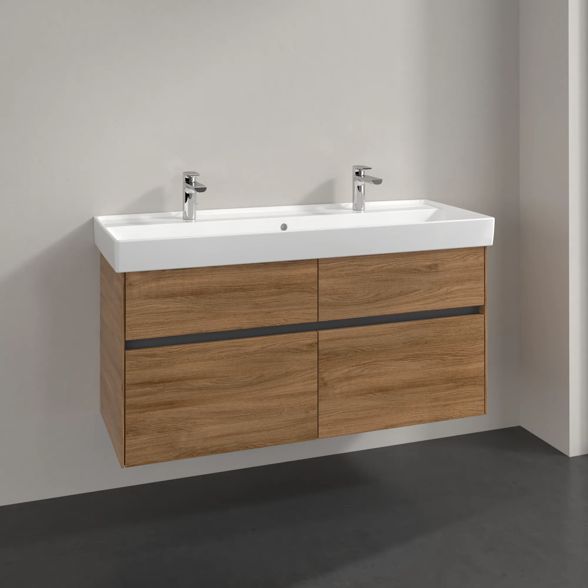 Villeroy & Boch Waschtischunterschrank „Collaro“ 1154 × 546 × 444 mm Kansas Oak, ohne Beleuchtung, für Becken mittig
