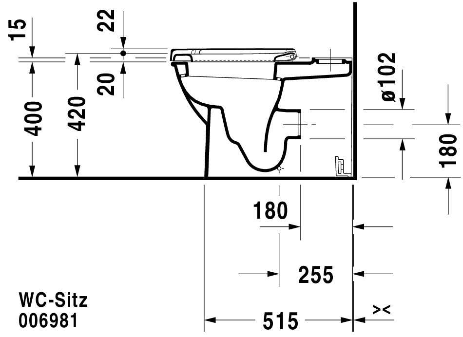 Stand-WC Kombi Darling New 630 mm Tiefspüler,f.SPK,Abg.Vario,weiß,HYG