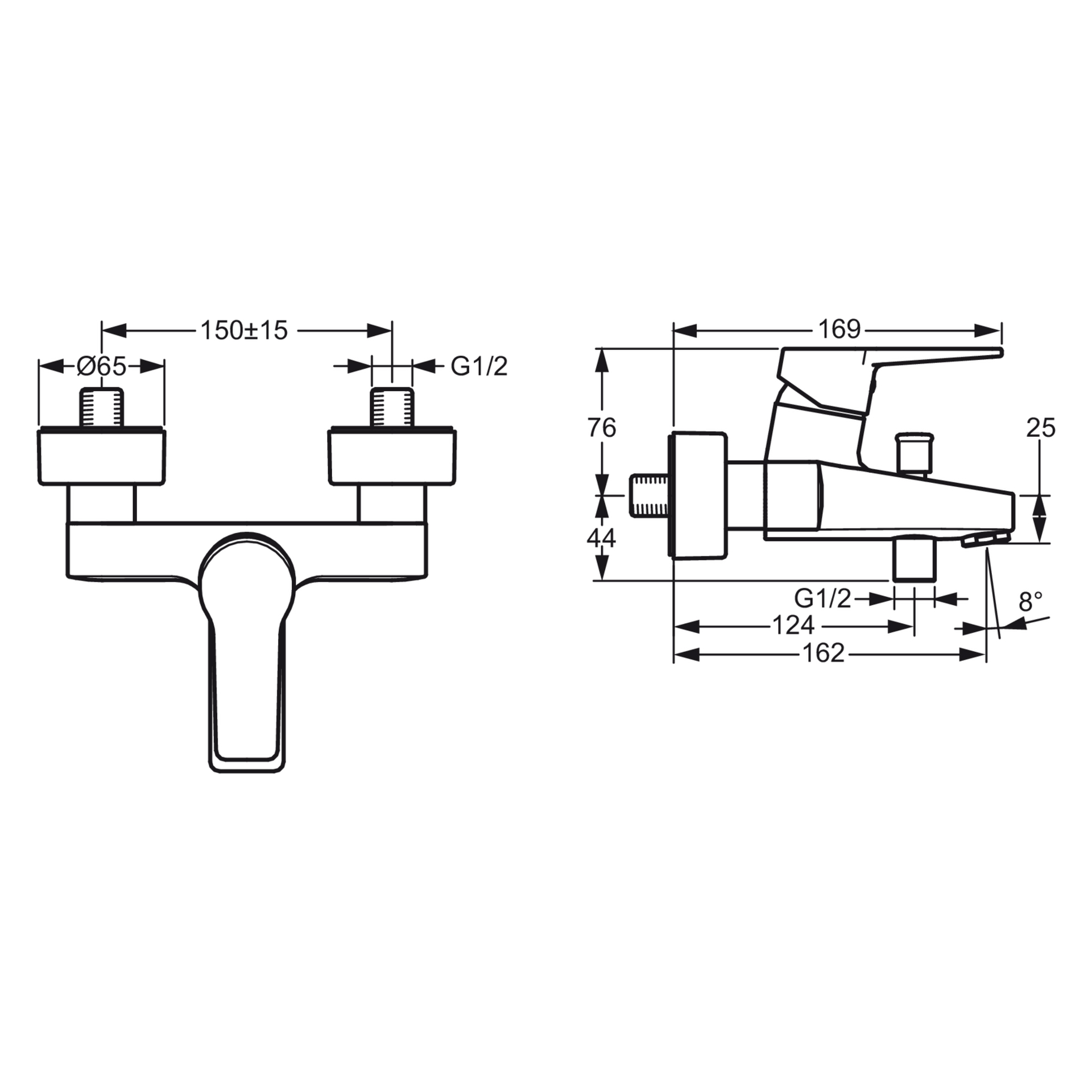 HA Einhebelmischer Wafü und Brausebatterie HANSATWIST 0974 Ausladung 162 mm DN15 Chrom