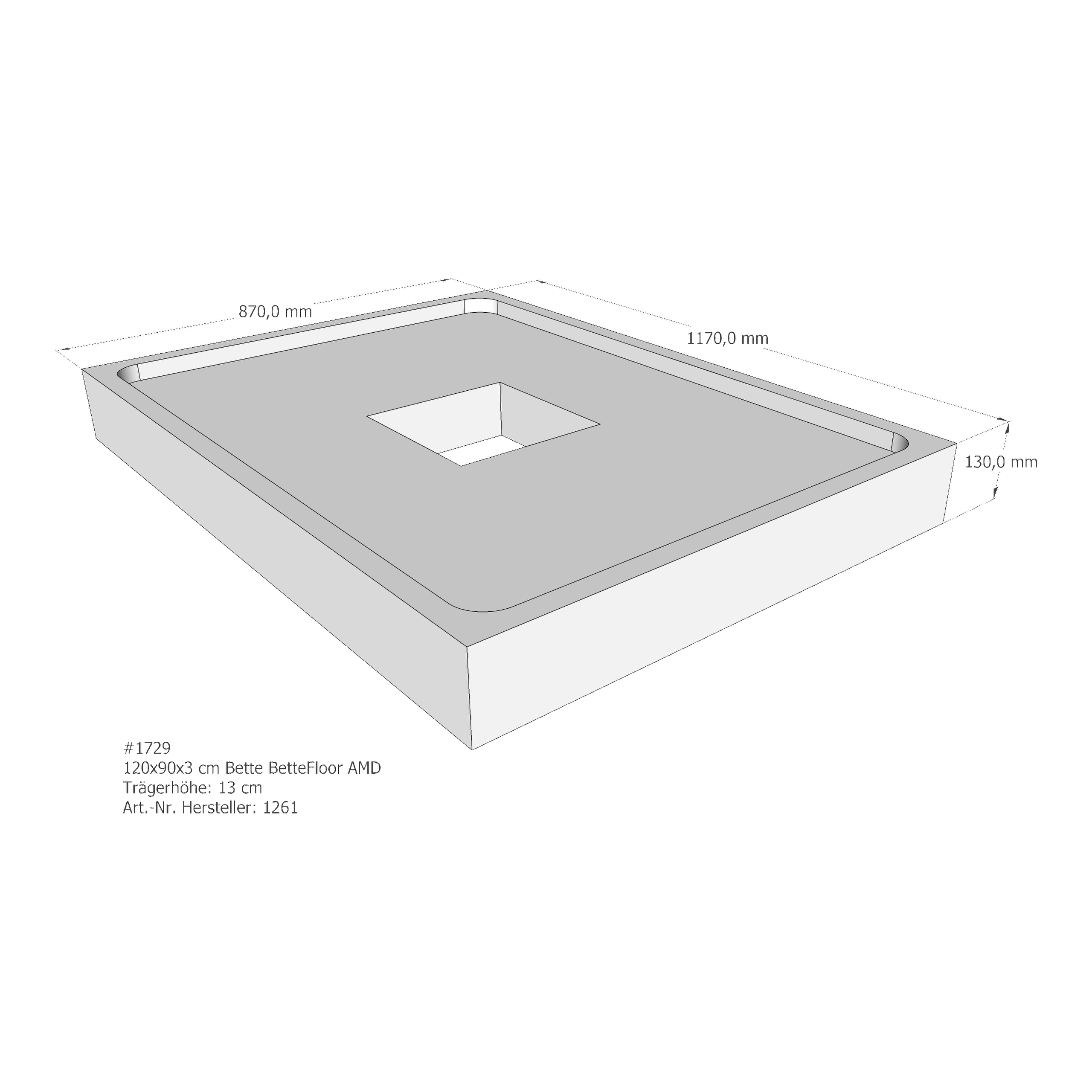Duschwannenträger für Bette Floor 120 × 90 × 3 cm Breite: 90 cm / Länge: 120 cm Duschwannenträger für Bette Floor 120 × 90 × 3 cm Breite: 90 cm / Länge: 120 cm