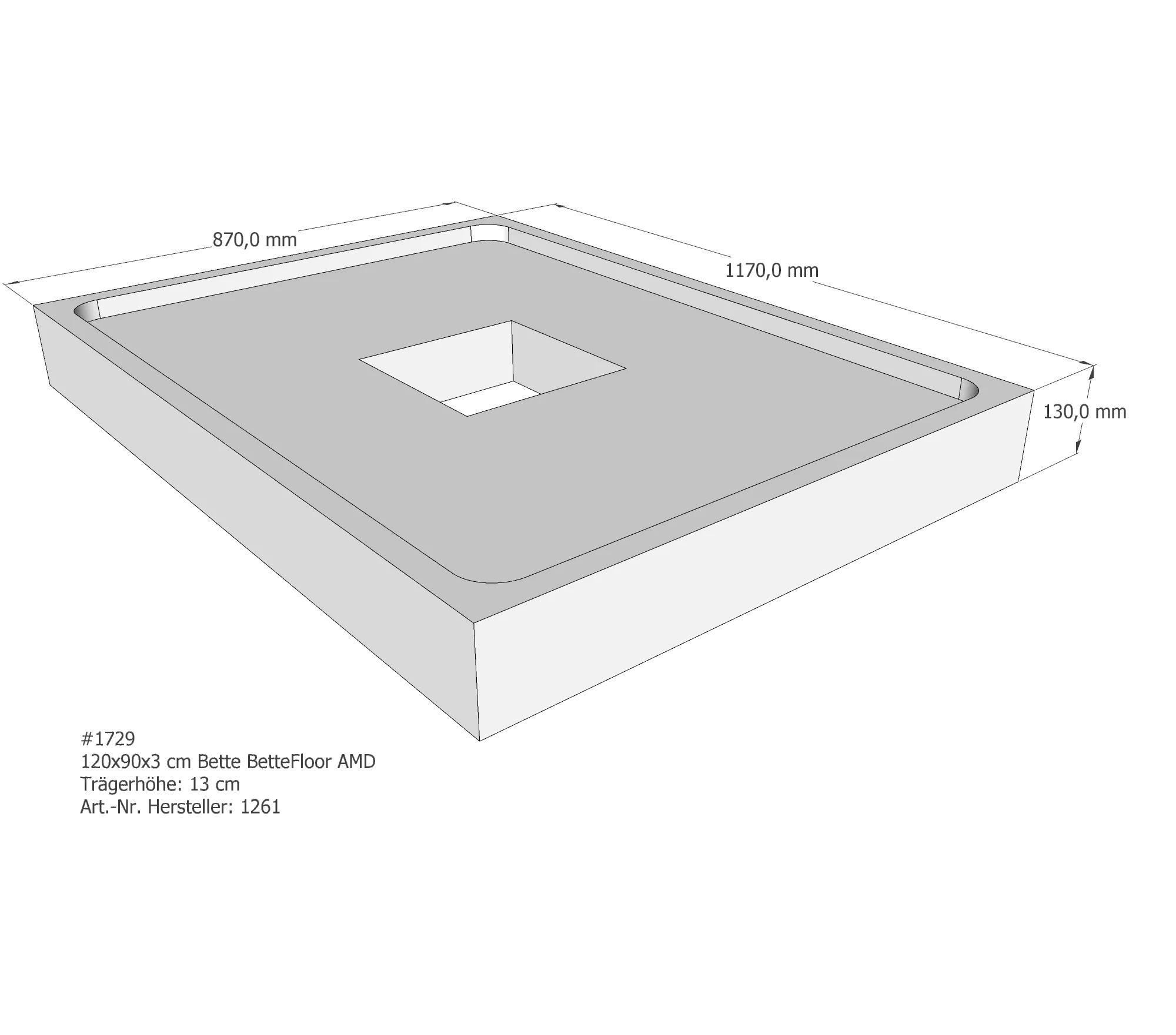 Duschwannenträger für Bette Floor 120 × 90 × 3 cm Breite: 90 cm / Länge: 120 cm Duschwannenträger für Bette Floor 120 × 90 × 3 cm Breite: 90 cm / Länge: 120 cm