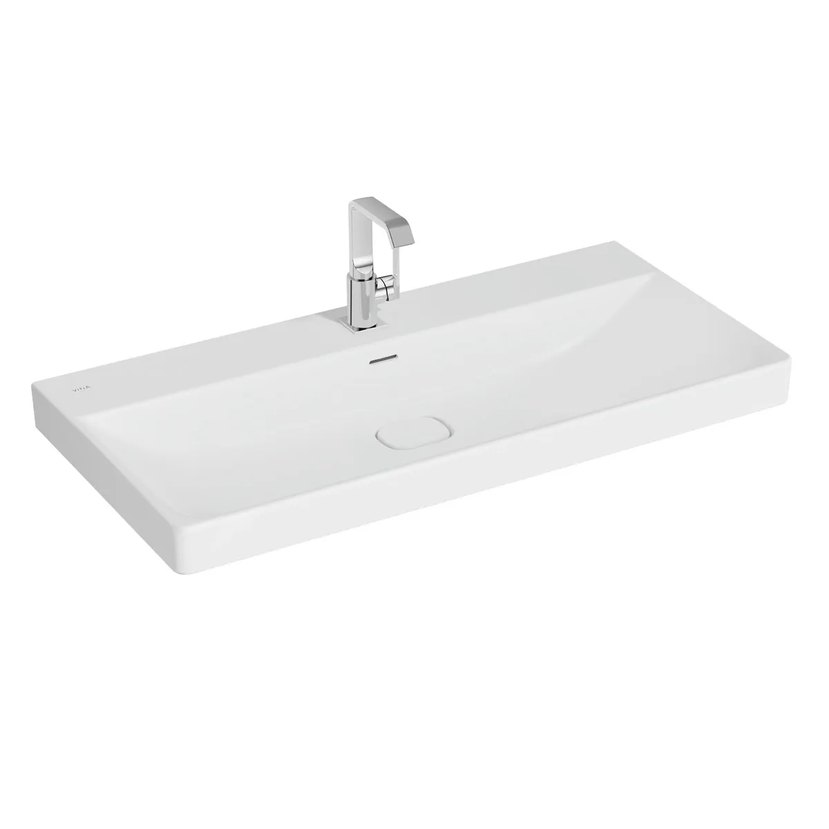 VitrA New Metropole Waschtisch wandgebunden rechteckig 100 x 47 cm mit Hahnloch und Überlaufschlitz, Edelweiß