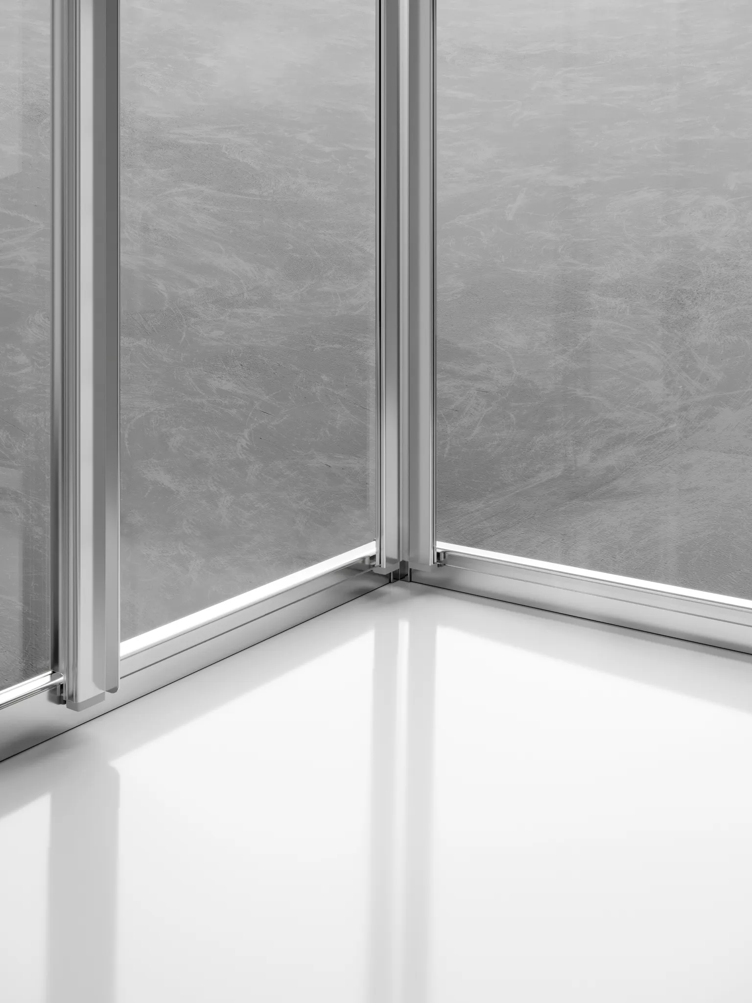 Kermi Duschtür Gleittür 2-teilig mit Festfeld links für Nische und Ecke „LIGA“ 185 cm Glas Klar, Profile Silber Hochglanz, Schiebetür zweiteilig