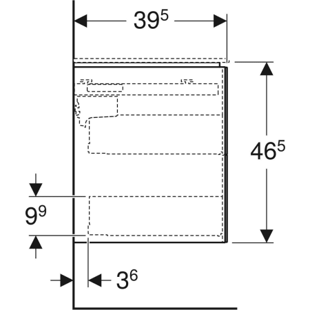 ONE Unterschrank für Waschtisch, mit zwei Schubladen, verkürzte Ausladung: 89.5x46.5x39.5cm, weiß