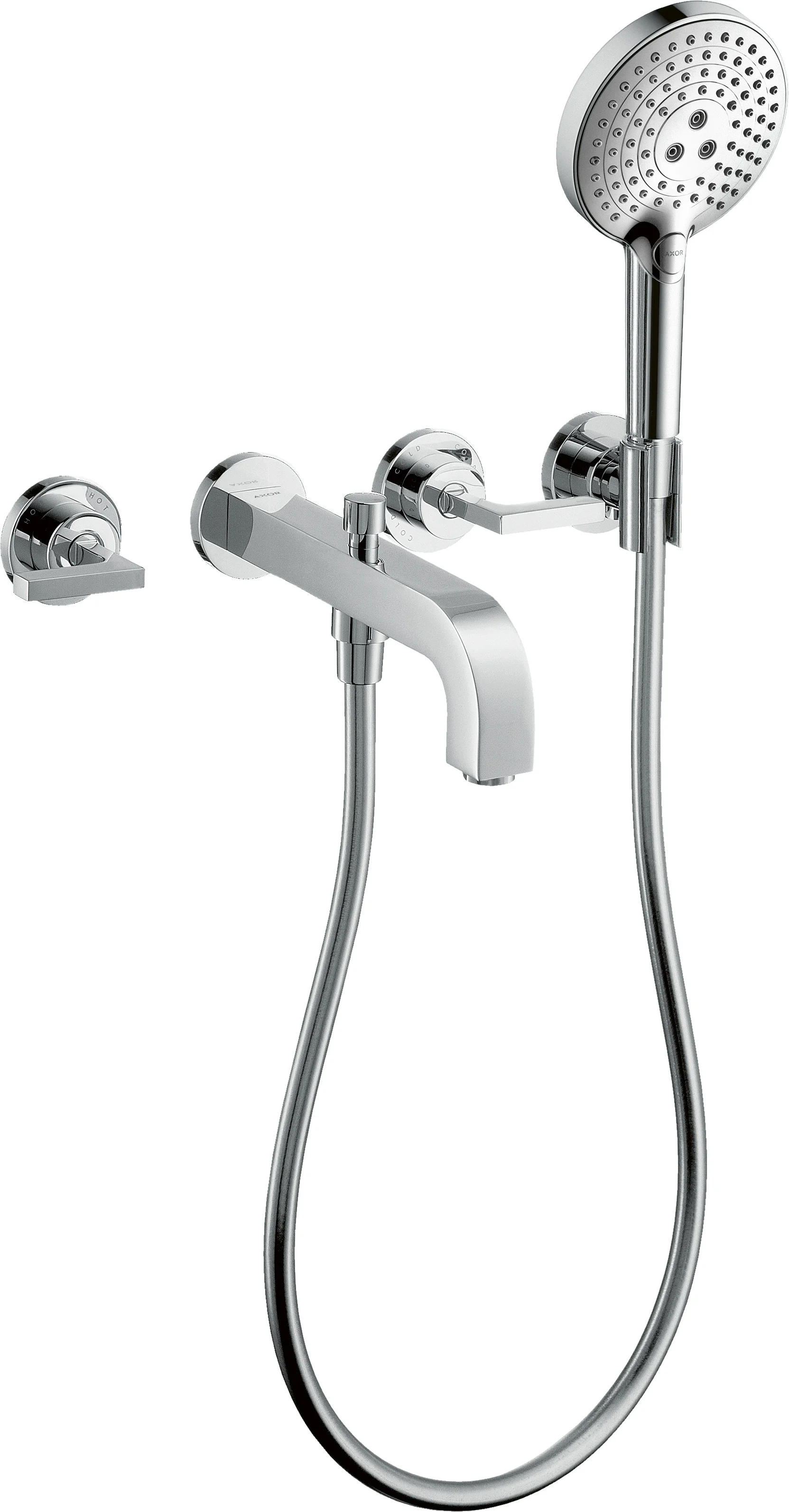 Hansgrohe AXOR Citterio 3-Loch Wannenarmatur Chrom, Ausladung 222 mm, Wandmontage Hansgrohe AXOR Citterio 3-Loch Wannenarmatur Chrom, Ausladung 222 mm, Wandmontage