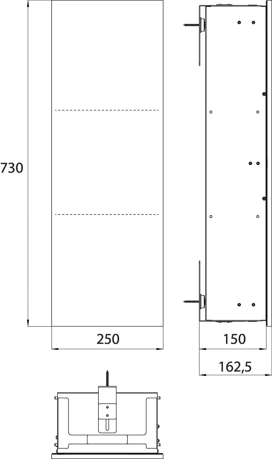 Schrankmodul asis pure Türanschlag links, Unterputz, 730mm, schwarz matt