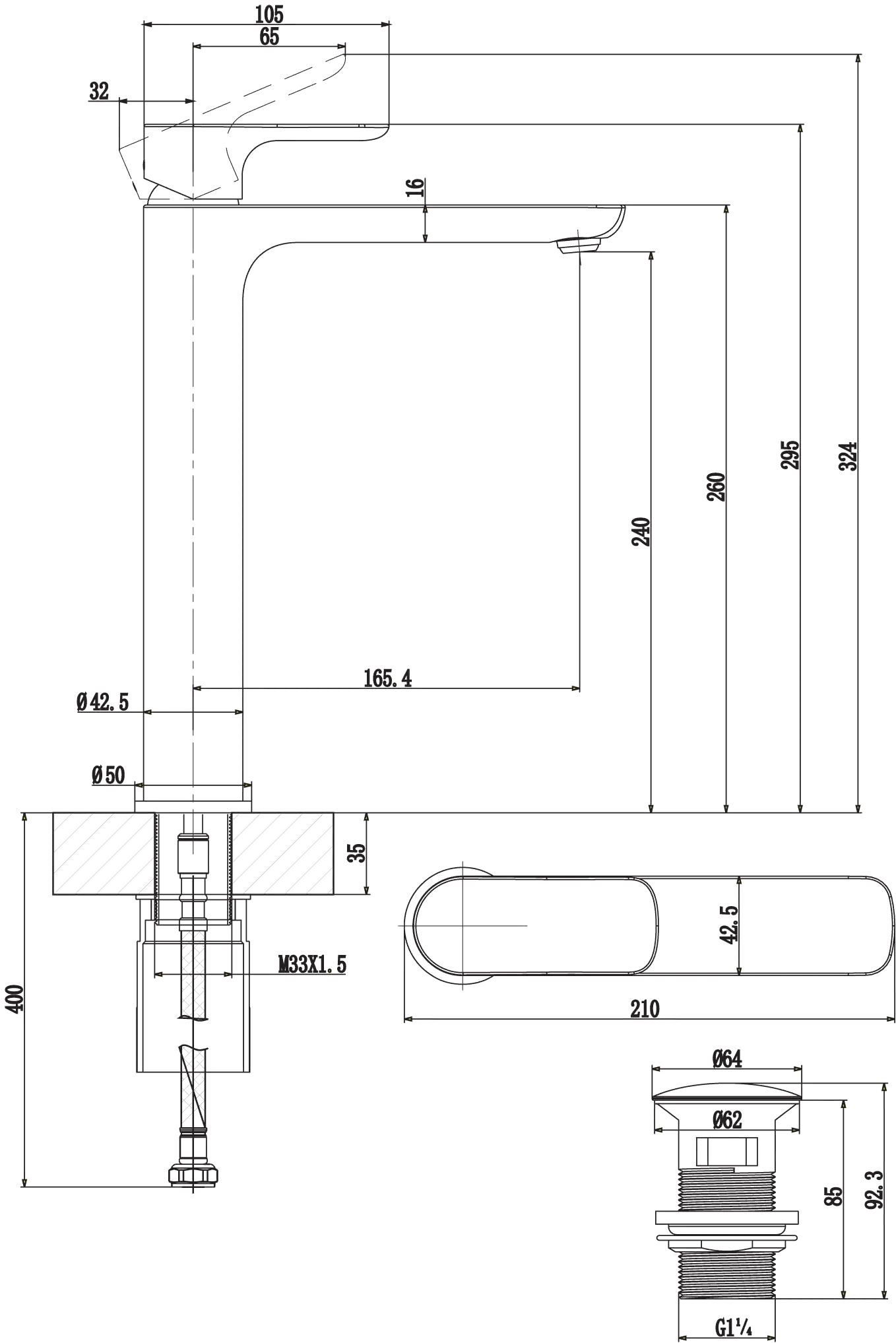 Einhand-Waschtischarmatur „O.novo“ 20 cm Ausladung 165 mm in Chrom Einhand-Waschtischarmatur „O.novo“ 20 cm Ausladung 165 mm in Chrom