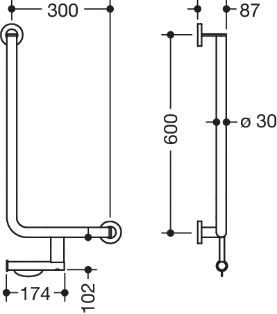 HEWI Haltegriff Ausführung rechts „System 900“ in Dunkelgrau tiefmatt HEWI Haltegriff Ausführung rechts „System 900“ in Dunkelgrau tiefmatt