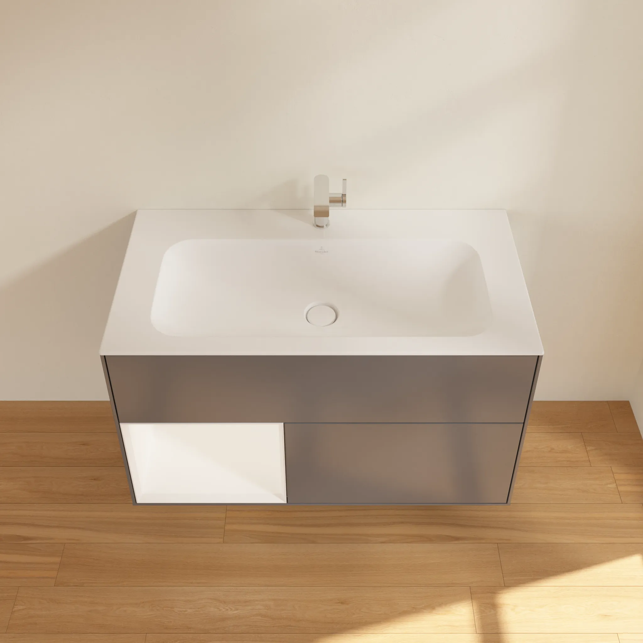 Villeroy & Boch Waschbeckenunterschrank Finion F03, Anthracite Matt Lacquer, 996x591x498 mm, mit Beleuchtung und Push-to-open Funktion Villeroy & Boch Waschbeckenunterschrank Finion F03, Anthracite Matt Lacquer, 996x591x498 mm, mit Beleuchtung und Push-to-open Funktion