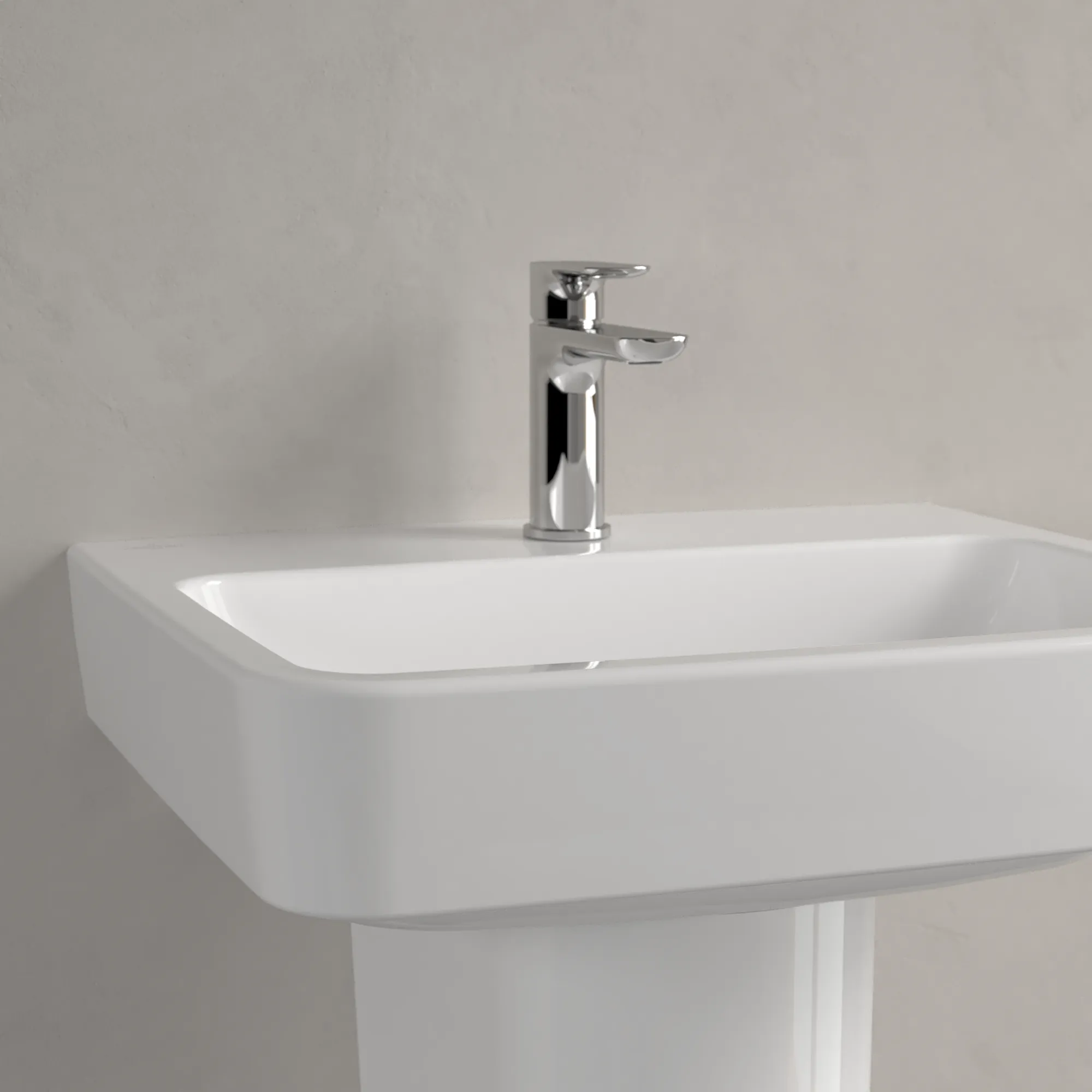 Villeroy & Boch Wandwaschtisch „O.novo“ 550 × 460 × 175 mm, für Becken mittig, mit Hahnlochbohrung, Hahnlochposition mittig in Weiß Alpin Villeroy & Boch Wandwaschtisch „O.novo“ 550 × 460 × 175 mm, für Becken mittig, mit Hahnlochbohrung, Hahnlochposition mittig in Weiß Alpin