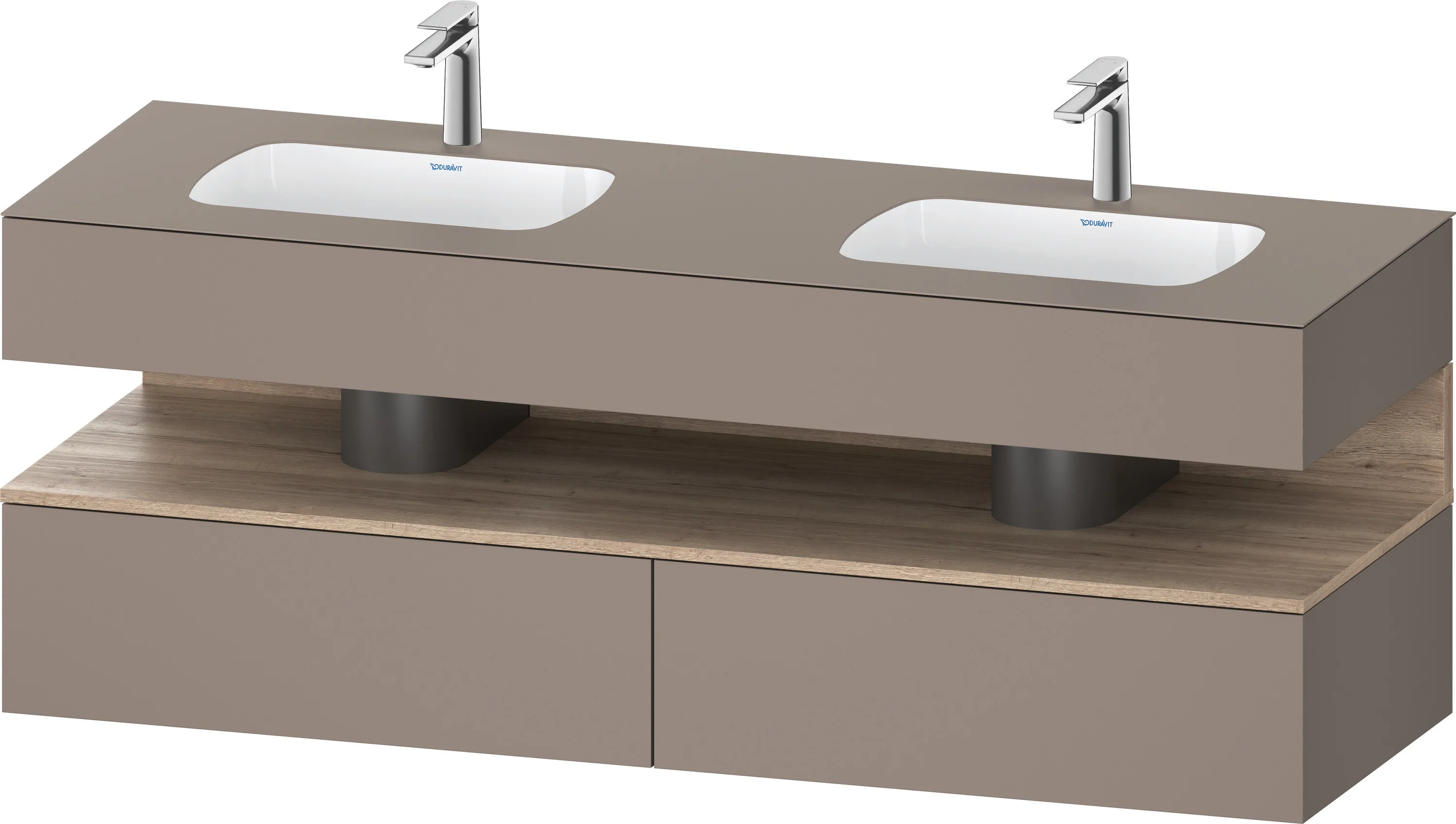 Einbauwaschtisch mit Konsolenwaschtischunterbau „Qatego“ 160 × 55 × 60 cm, ohne Beleuchtung