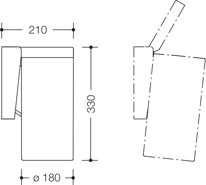 HEWI Abfalleimer „Serie 477“ 33 × 21 cm in Anthrazitgrau