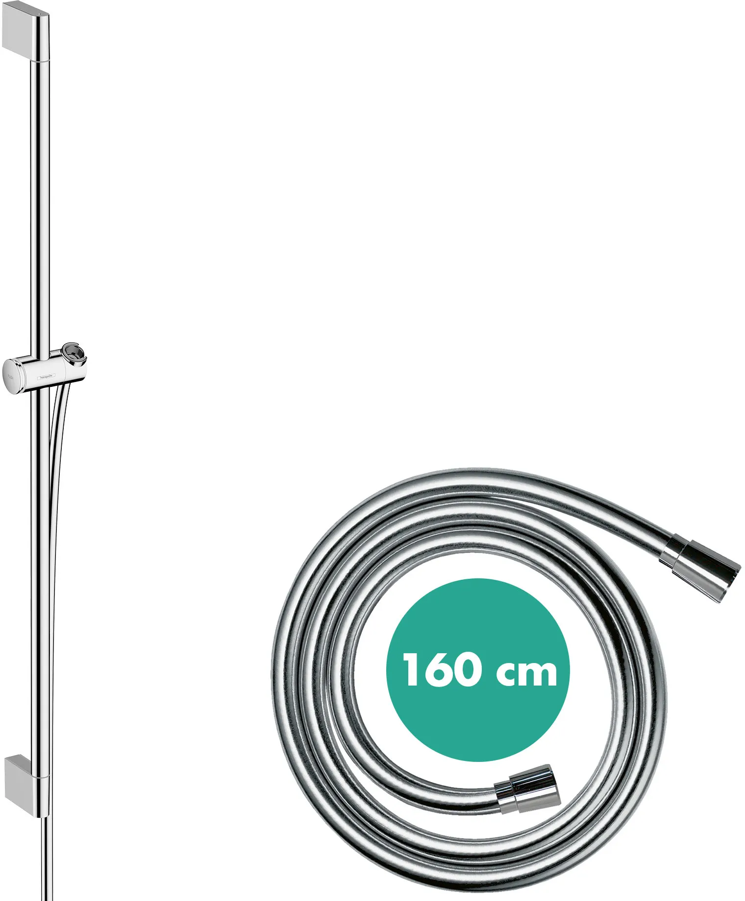Brausestange Unica/Pulsify 900mm mit Push Schieber und Brauseschlauch chrom