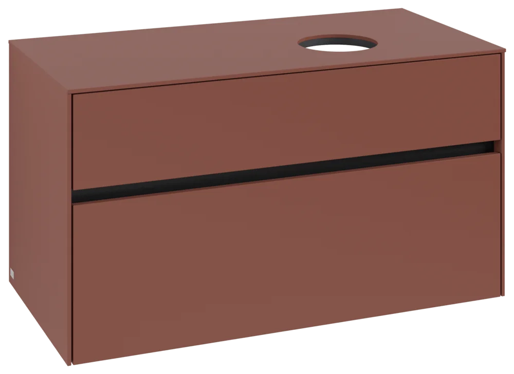Villeroy & Boch Waschbeckenunterschrank Collaro C040B0, Eckig Wine Red, 1000x548x500mm, mit Beleuchtung und SoftClosing, Smarthome-fähig