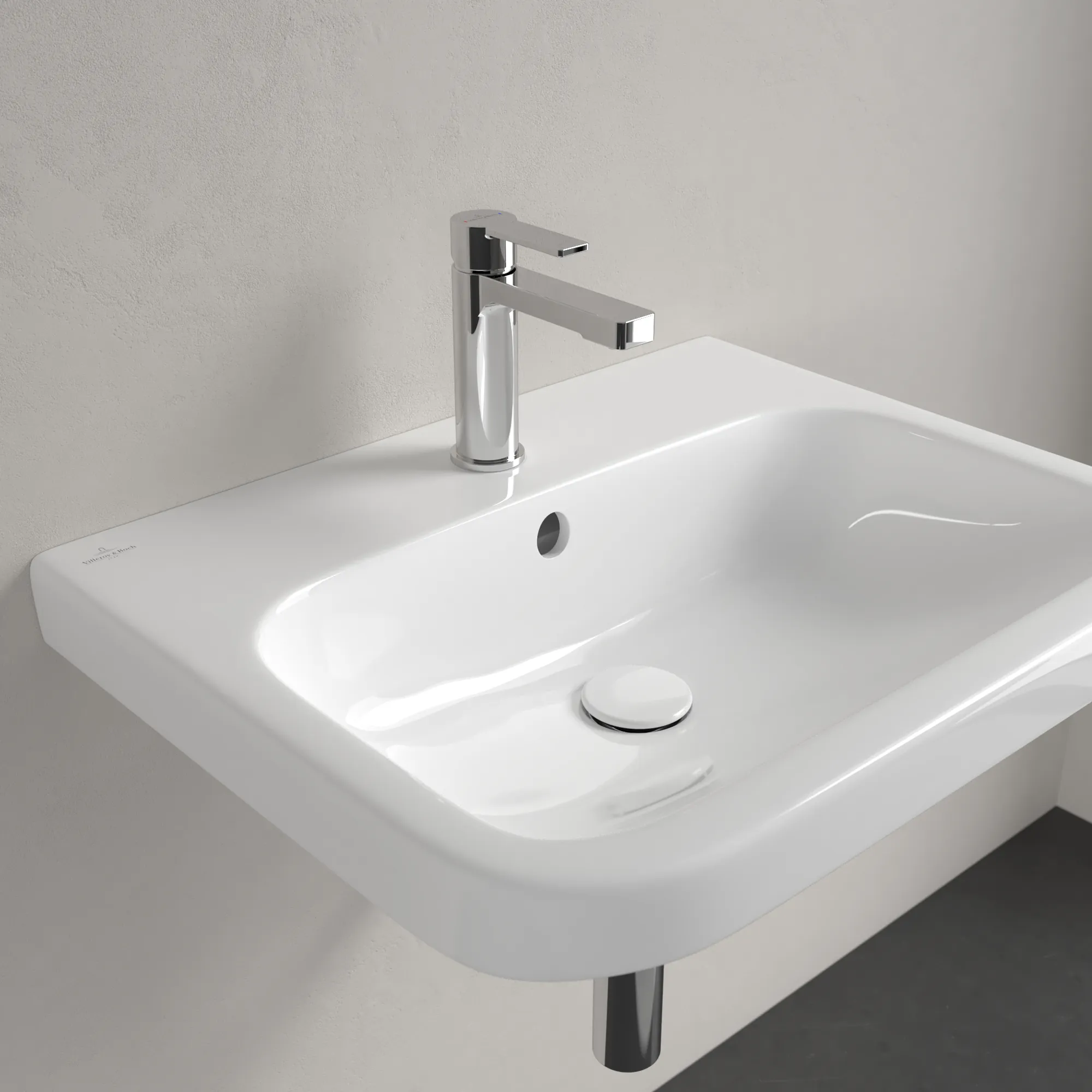 Villeroy & Boch Waschbecken geschliffen „Architectura“ 600 × 470 × 180 mm, ohne Hahnlochbohrung, mit Hahnlochbank, Hahnlochposition mittig