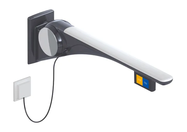 HEWI Stützklappgriff Basic LifeSystem, rechts, Ausladung 750 mm, Anthrazit glänzend mit Signalweiß mattem Griffpad