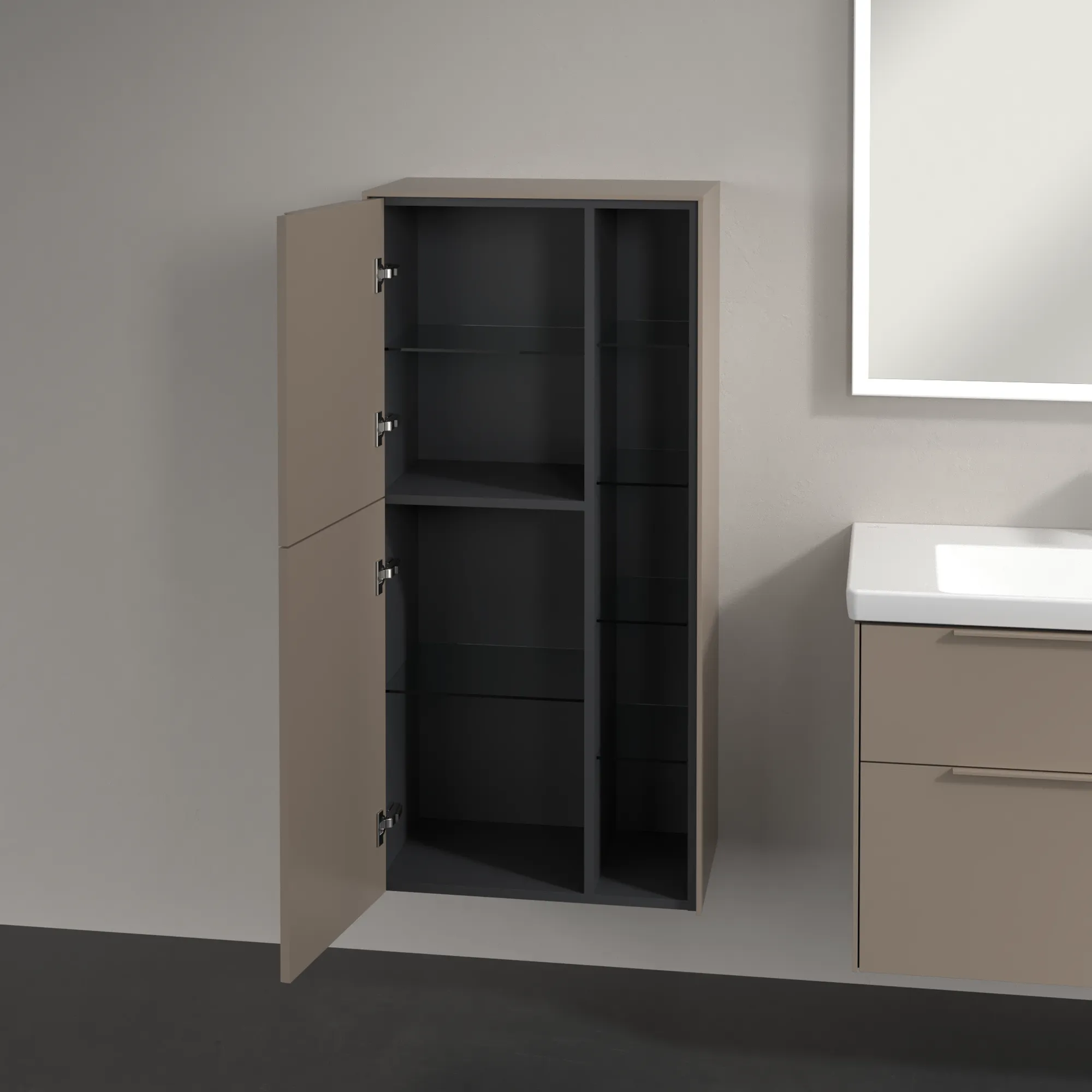 Villeroy & Boch Mittelschrank „Subway 3.0“ 57,4 × 120 × 36,2 × 36,2 cm 2 Türen, Anschlag (Scharnier) links, 2 Türen, Anschlag links