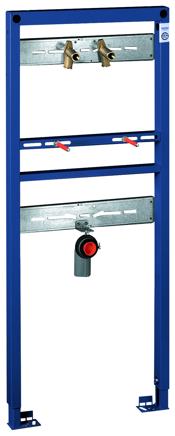 Waschtisch-Element Rapid SL 38546, 1,30 m Bauhöhe, für Wandbatterie, für Vorwand- oder Ständerwandmontage, 2 schallgedämmte Armaturenanschlüsse DN 15, HT-Ablaufbogen DN 50