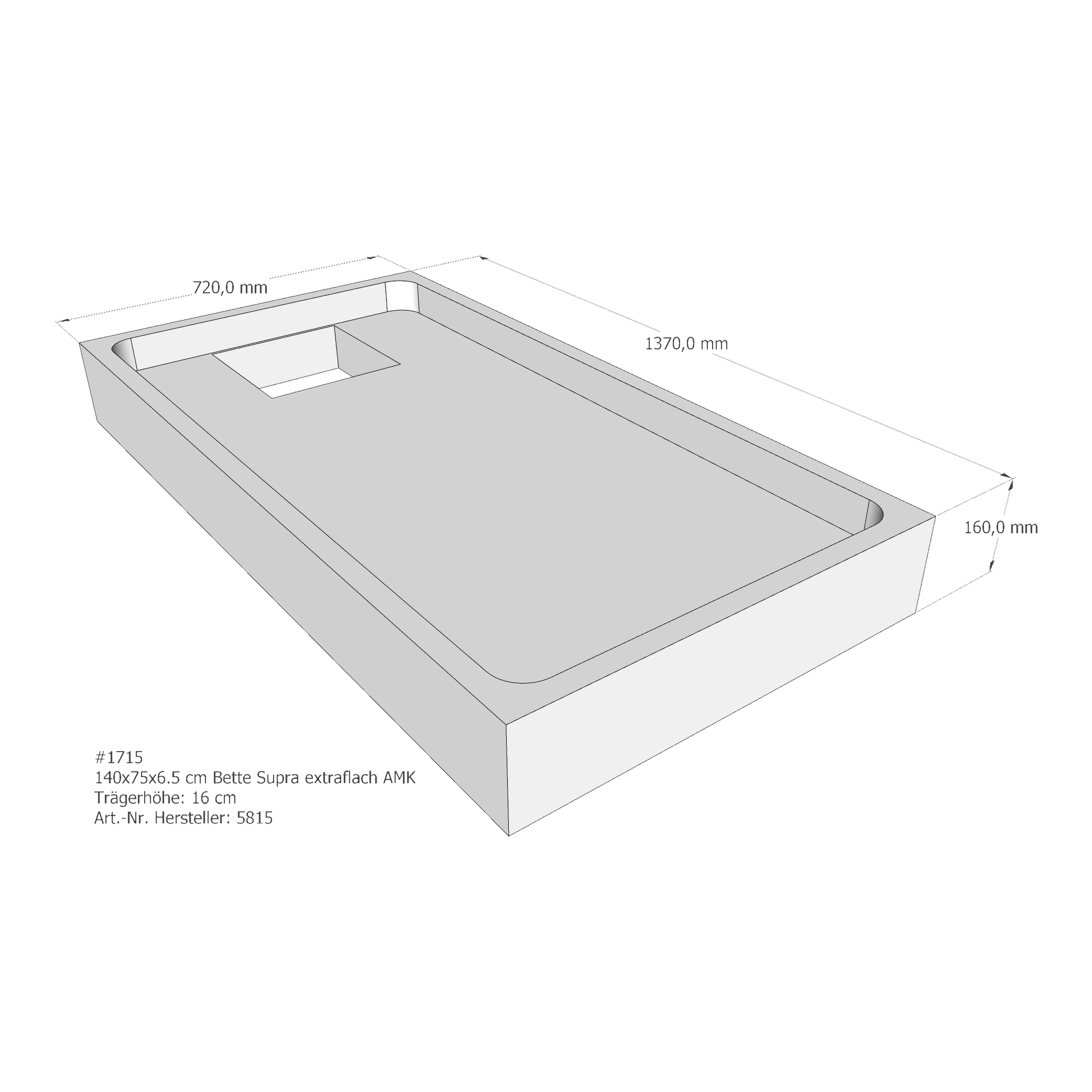 Duschwannenträger für Bette Supra (extraflach) 140 × 75 × 6,5 cm Breite: 75 cm / Länge: 140 cm Duschwannenträger für Bette Supra (extraflach) 140 × 75 × 6,5 cm Breite: 75 cm / Länge: 140 cm