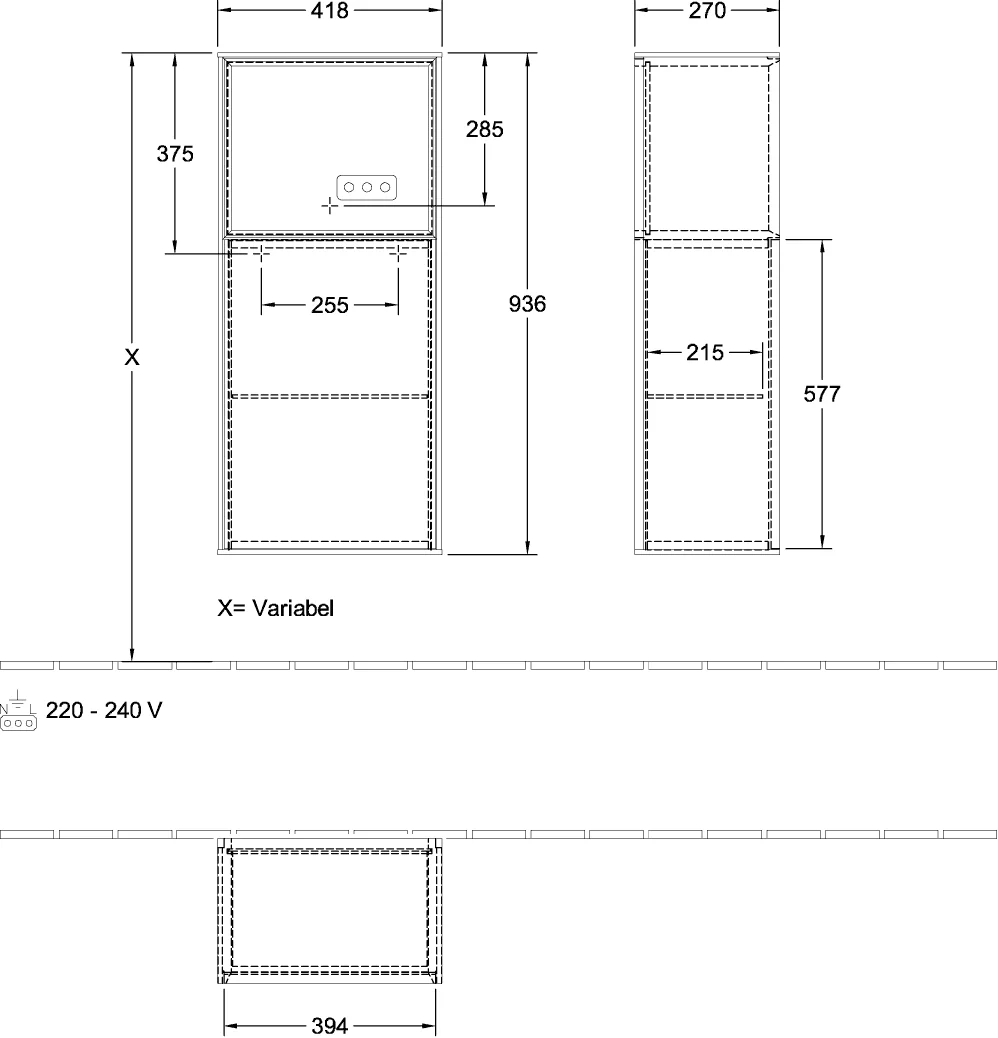 Villeroy & Boch Finion Seitenschrank G51 418x936x270mm mit Beleuchtung Villeroy & Boch Finion Seitenschrank G51 418x936x270mm mit Beleuchtung