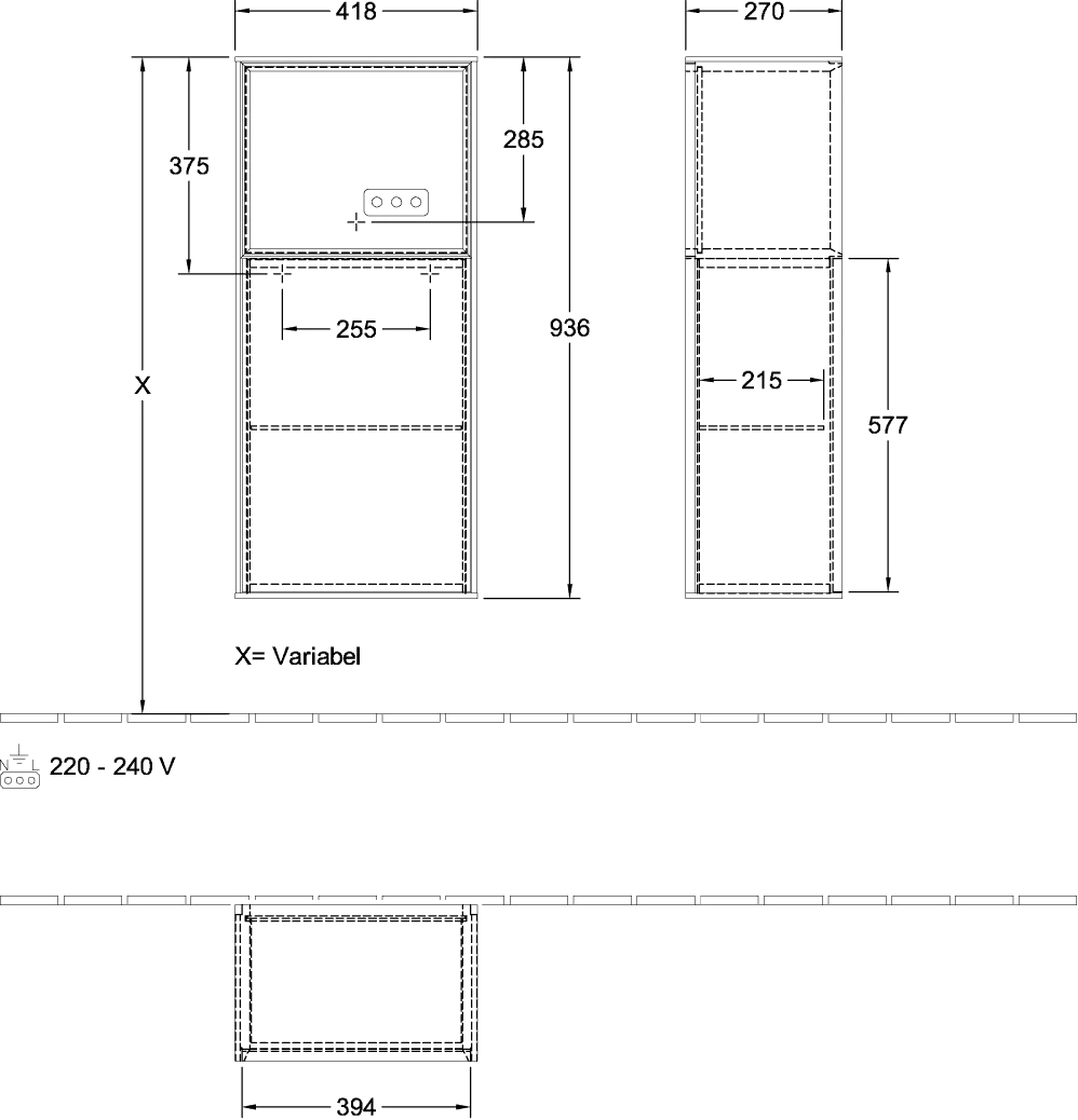 Villeroy & Boch Finion Seitenschrank G51 418x936x270mm mit Beleuchtung Villeroy & Boch Finion Seitenschrank G51 418x936x270mm mit Beleuchtung