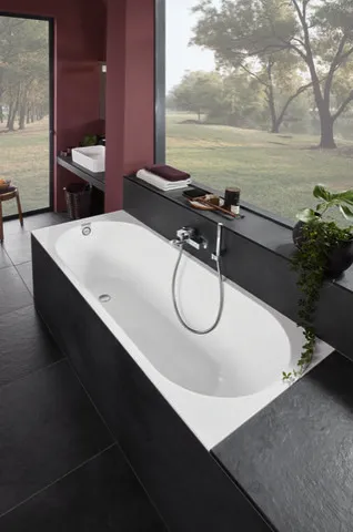 Villeroy & Boch Badewanne „Oberon 2.0“ Solo rechteck 180 × 80 cm, Fußablauf in Stone White
