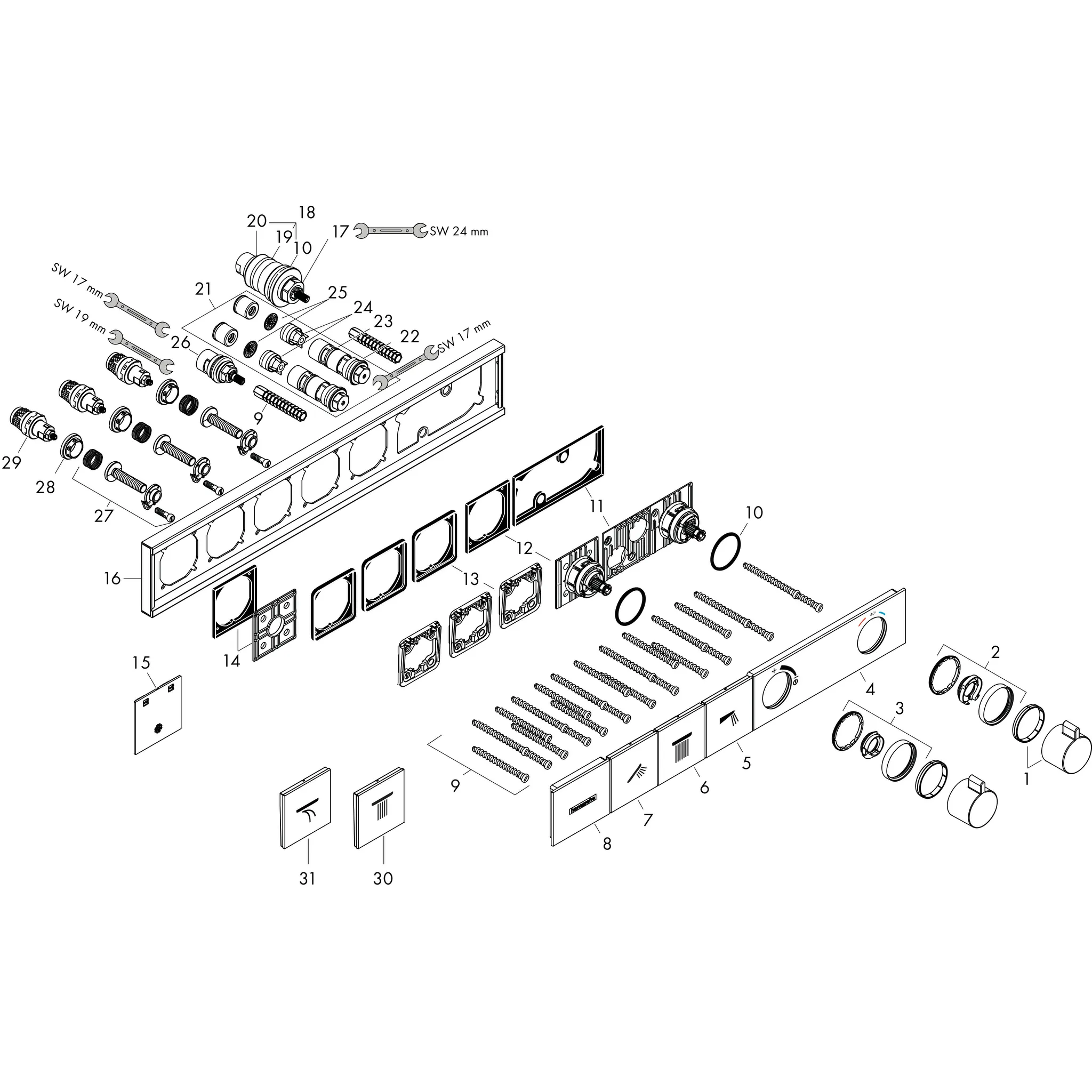 Hansgrohe RainSelect Thermostat Unterputz für 3 Verbraucher, Mattweiß Hansgrohe RainSelect Thermostat Unterputz für 3 Verbraucher, Mattweiß