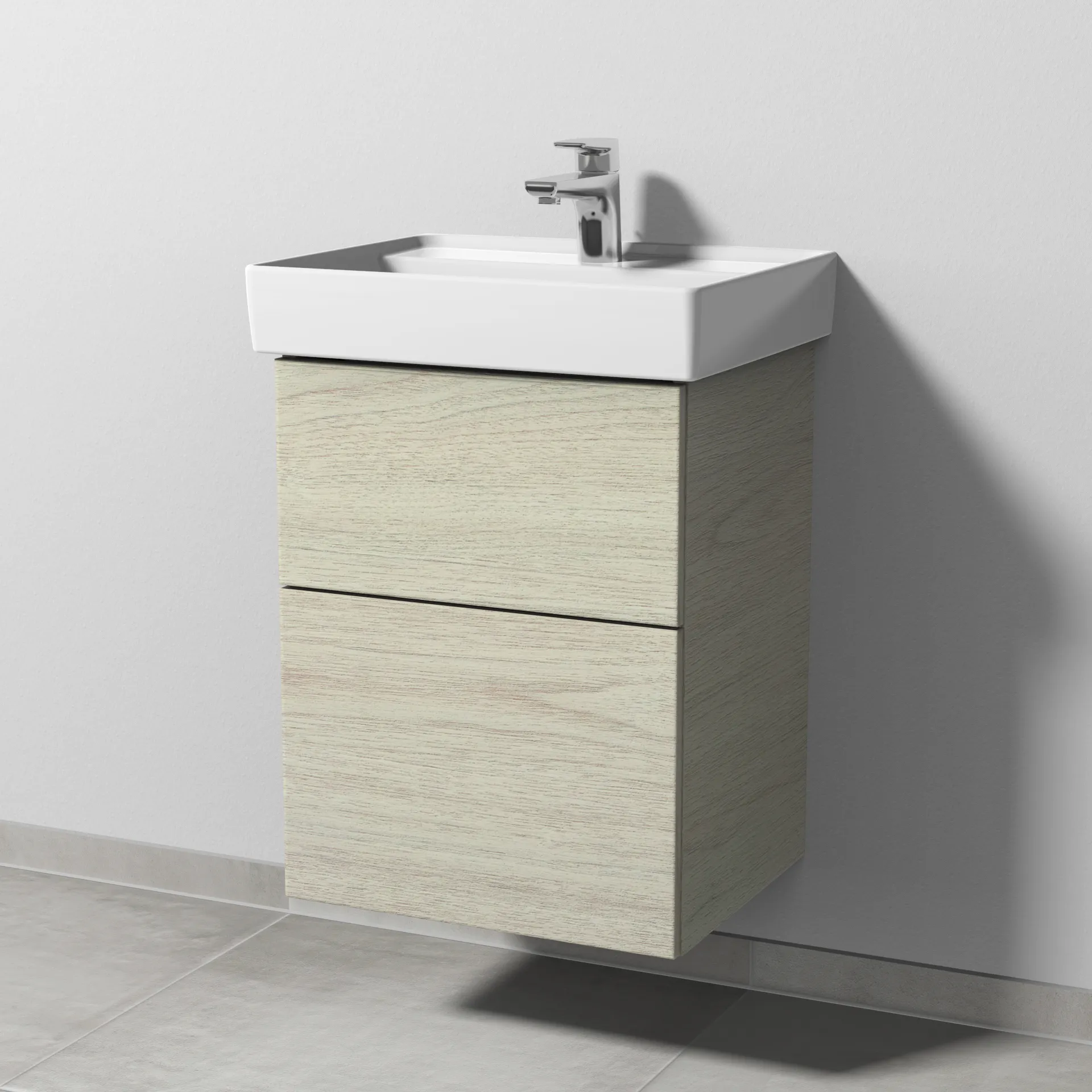 Sanipa Waschtischunterschrank „3way“ passend zu Keramik-Waschtische Collaro von Villeroy &Boch 450 × 588 × 377 mm in White Oak