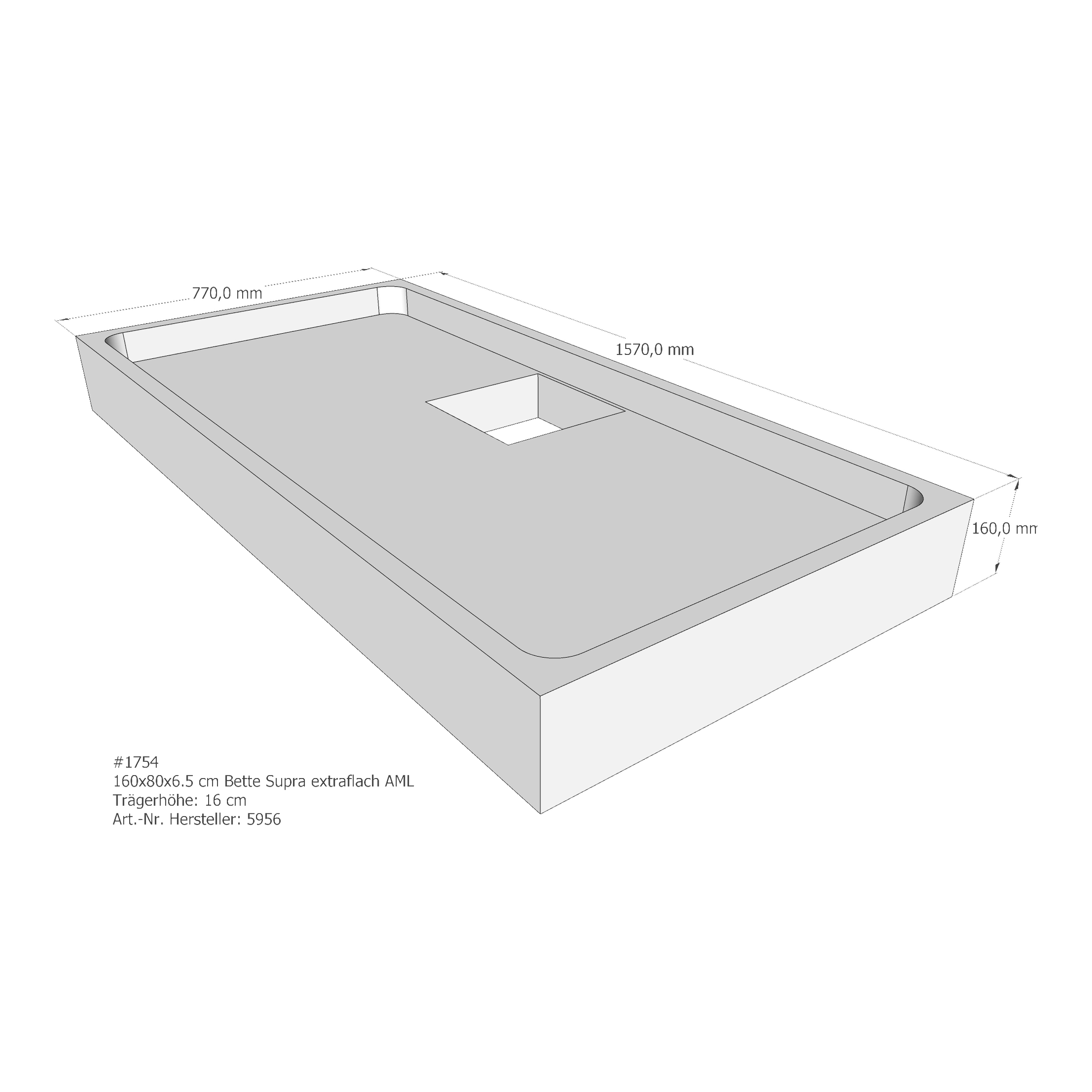 Duschwannenträger für Bette Supra (extraflach) 160 × 80 × 6,5 cm