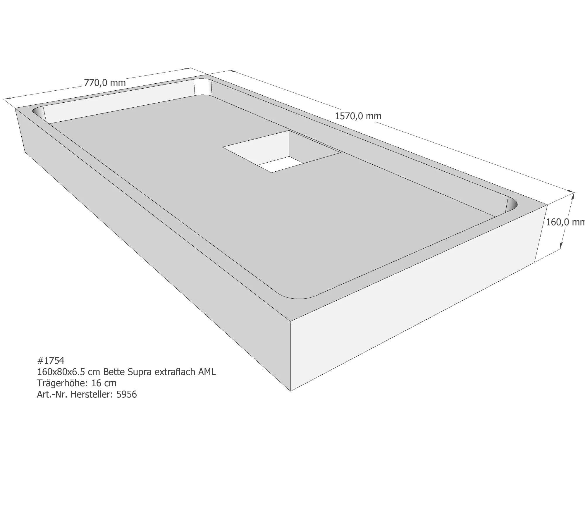 Duschwannenträger für Bette Supra (extraflach) 160 × 80 × 6,5 cm Breite: 80 cm / Länge: 160 cm Duschwannenträger für Bette Supra (extraflach) 160 × 80 × 6,5 cm Breite: 80 cm / Länge: 160 cm