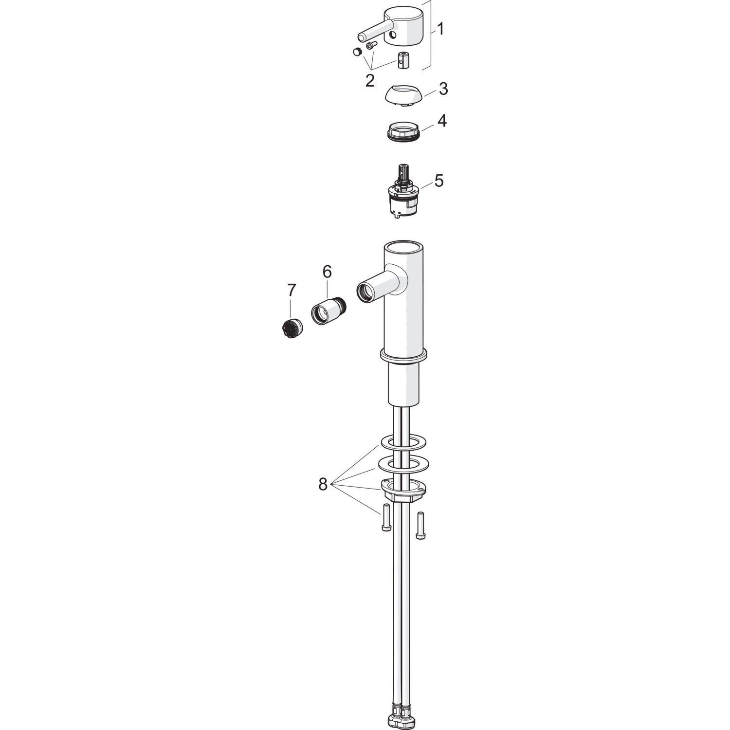 EHM Bidetbatterie VANTIS Style 5463 Ablaufgarnitur mit Zugstange Ausladung 101 mm Chrom