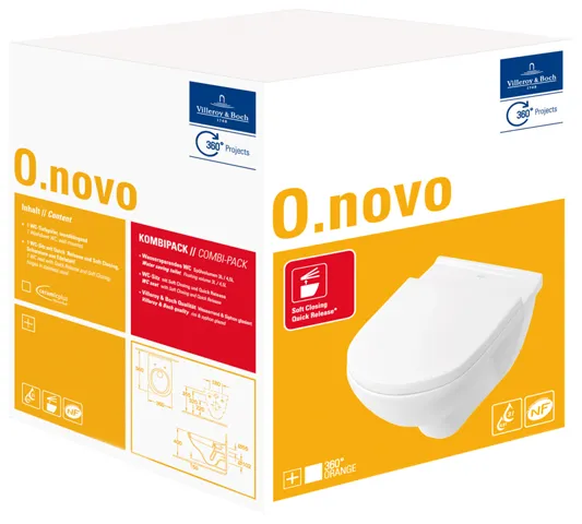Combi-Pack O.novo 5660H1, 360 x 560 x 350 mm, Oval, wandhängend, Abgang waagerecht, Weiß Alpin