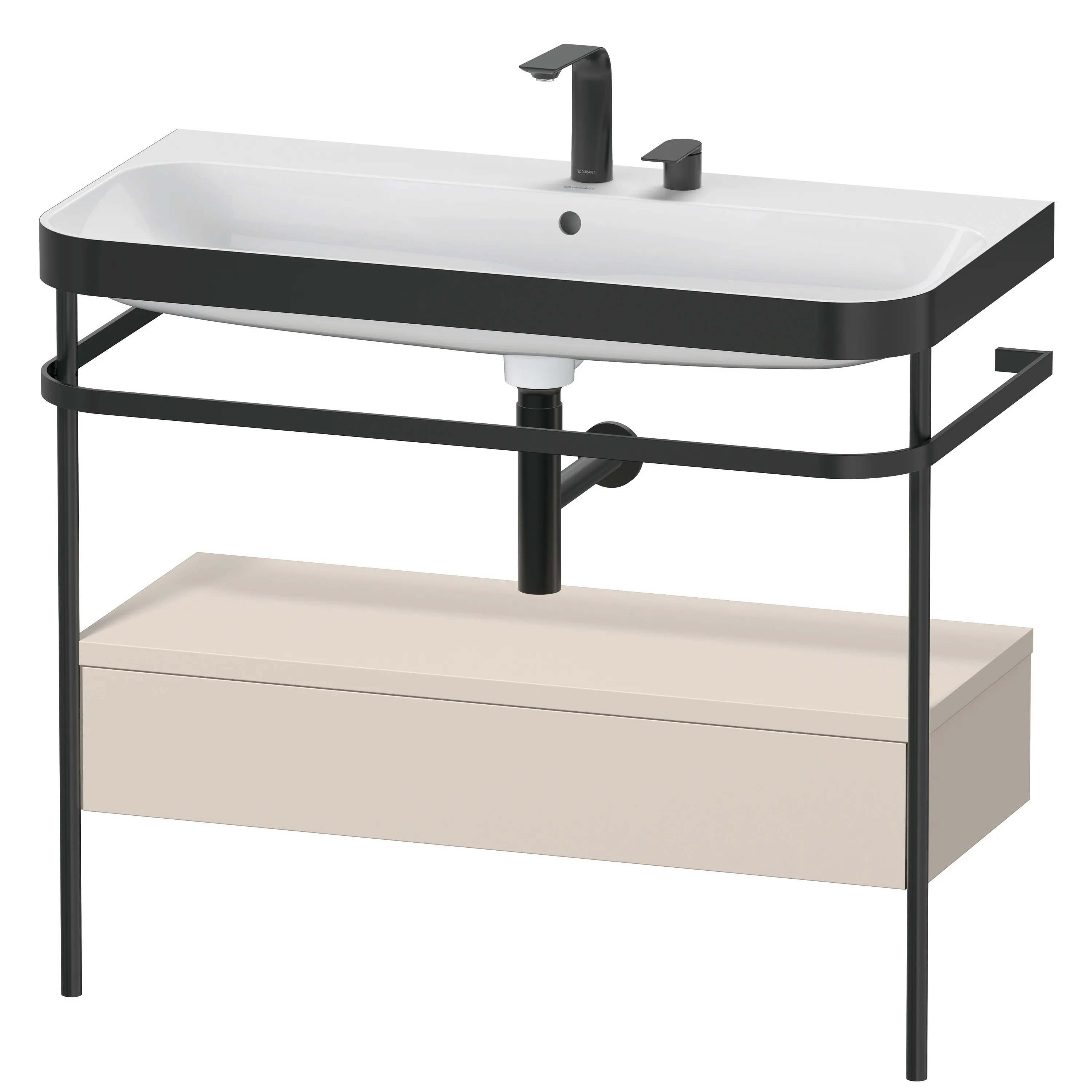 Duravit Waschtischunterschrank mit Metallkonsole „Happy D.2 Plus“ 97,5 × 85 × 49 cm Taupe Supermatt Duravit Waschtischunterschrank mit Metallkonsole „Happy D.2 Plus“ 97,5 × 85 × 49 cm Taupe Supermatt