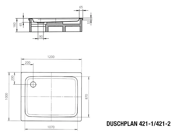 Kaldewei DUSCHPLAN Duschfläsche, alpinweiß, Perl-Effekt, 1000x1200x65 mm, erhöhter Einbau Kaldewei DUSCHPLAN Duschfläsche, alpinweiß, Perl-Effekt, 1000x1200x65 mm, erhöhter Einbau