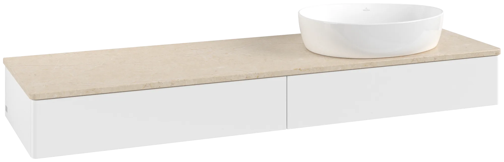 Villeroy & Boch Antao Waschbeckenunterschrank L16_1, 1600x190x500mm, mit Beleuchtung, 2 Auszüge, White Matt Lacquer / Botticino
