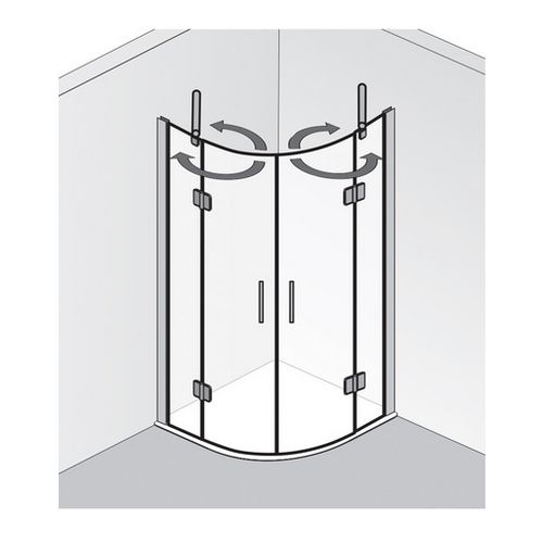 HSK teilgerahmt Runddusche pendelbar 4-teilig gleichschenklig und ungleichschenklig „Aperto“ Glas Linea 02, Profile Schwarz-matt, B: 900 mm H: 2000 mm T: 1000 mm HSK teilgerahmt Runddusche pendelbar 4-teilig gleichschenklig und ungleichschenklig „Aperto“ Glas Linea 02, Profile Schwarz-matt, B: 900 mm H: 2000 mm T: 1000 mm