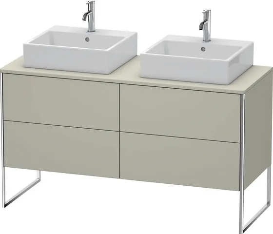Duravit Waschtischunterschrank bodenstehend „XSquare“ 140 × 77,8 × 54,8 cm Becken: links und rechts / Front- & Korpusfarbe: Taupe Seidenmatt / Größe: 140 × 54,8 × 77,8 cm / Oberfläche: Lack / Profile: Chrom / Schubladen: 4 Duravit Waschtischunterschrank bodenstehend „XSquare“ 140 × 77,8 × 54,8 cm Becken: links und rechts / Front- & Korpusfarbe: Taupe Seidenmatt / Größe: 140 × 54,8 × 77,8 cm / Oberfläche: Lack / Profile: Chrom / Schubladen: 4