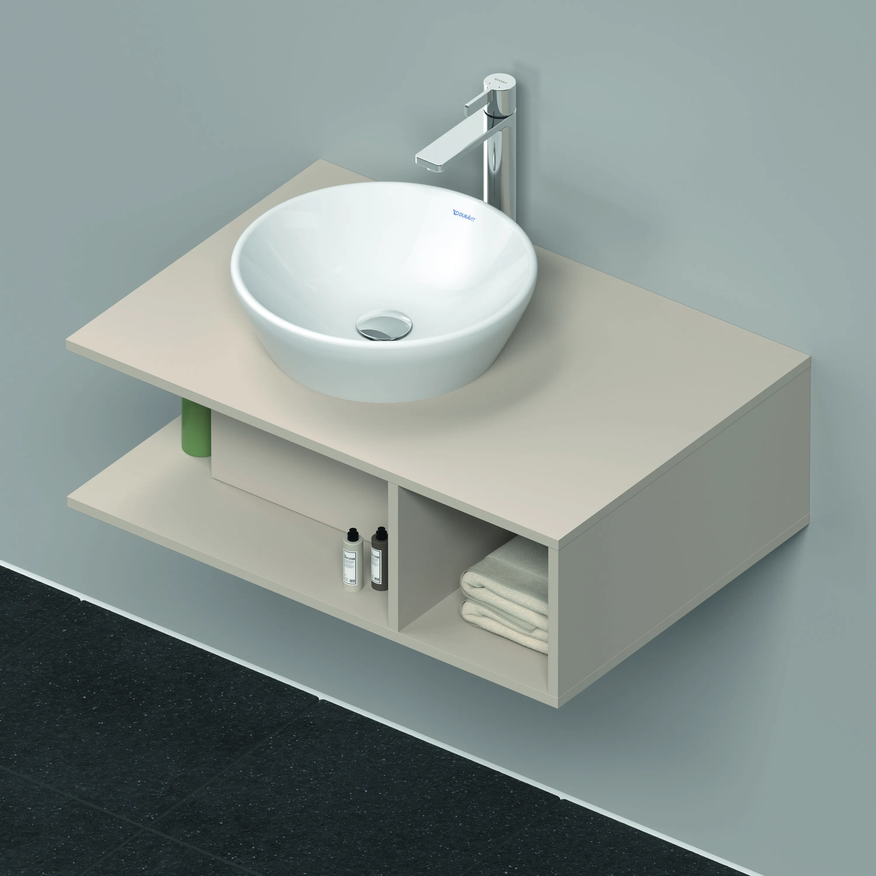 Duravit Waschtischunterschrank wandhängend „D-Neo“ 80 × 26 × 55 cm Taupe Matt