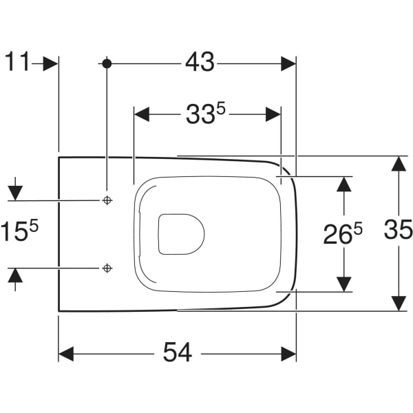 Wand-Tiefspül-WC „iCon Square“ geschlossene Form 35 × 31 × 54 cm ohne Spülrand, Befestigung verdeckt