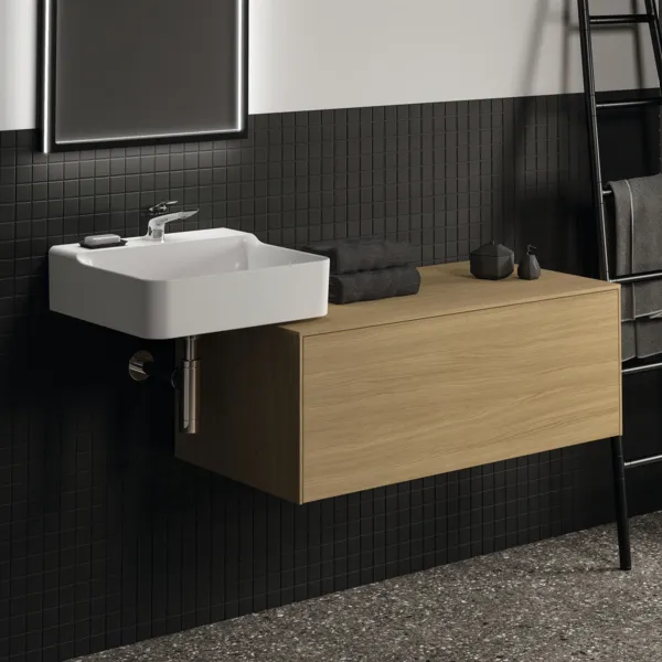 Ideal Standard Waschtischunterschrank „Conca“ 100,2 × 37 × 50,5 cm Eiche hell Furnier Ideal Standard Waschtischunterschrank „Conca“ 100,2 × 37 × 50,5 cm Eiche hell Furnier