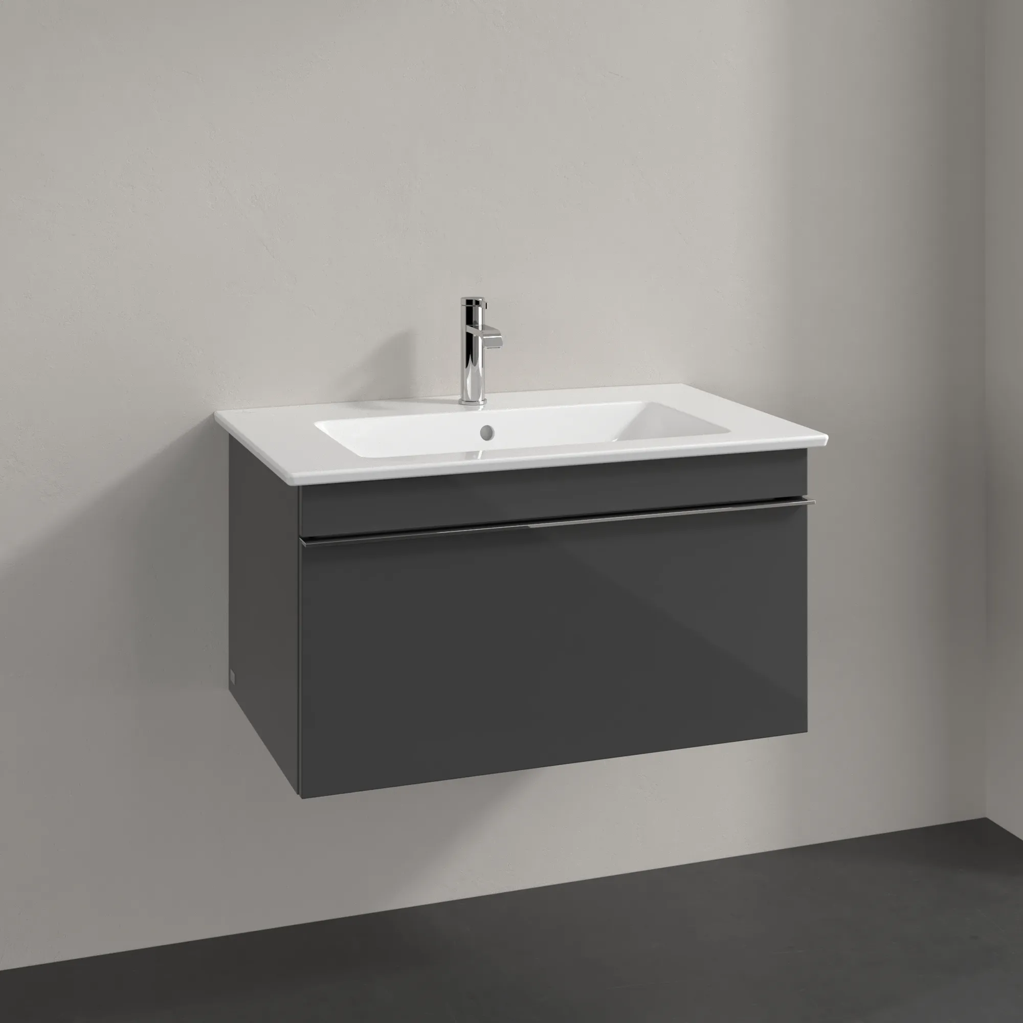 Villeroy & Boch Waschtischunterschrank „Venticello“ für Schrankwaschtisch 75,3 × 42 × 50,2 × 50,2 cm Glossy Grey, mittig