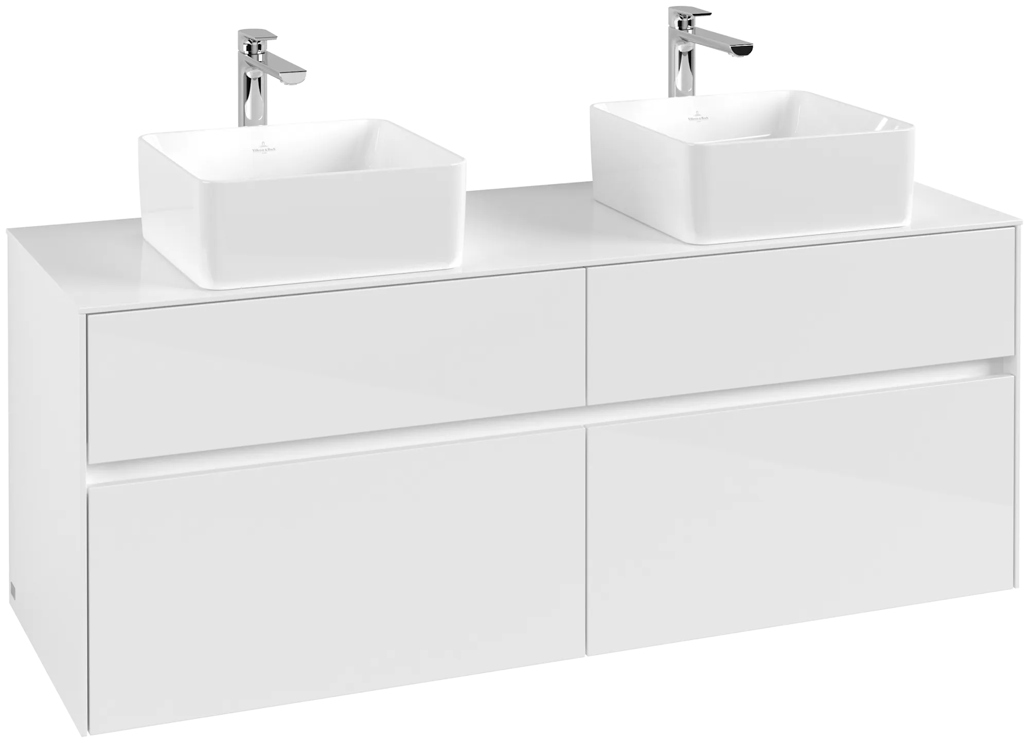 Villeroy & Boch Waschtischunterschrank „Collaro“ 1400 × 548 × 500 mm Glossy White, ohne Beleuchtung, für links und rechts