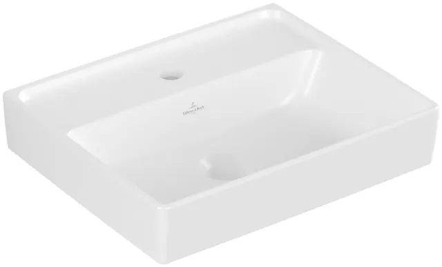 Villeroy & Boch Handwaschbecken aus TitanCeram „Collaro“ 450 × 370 × 150 mm, mit Hahnlochbohrung, Hahnlochposition mittig in Stone White Villeroy & Boch Handwaschbecken aus TitanCeram „Collaro“ 450 × 370 × 150 mm, mit Hahnlochbohrung, Hahnlochposition mittig in Stone White